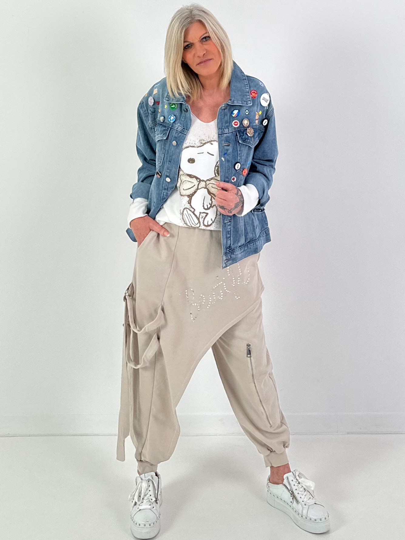 Baggy Hose Modell "Beautiful Glow" - beige