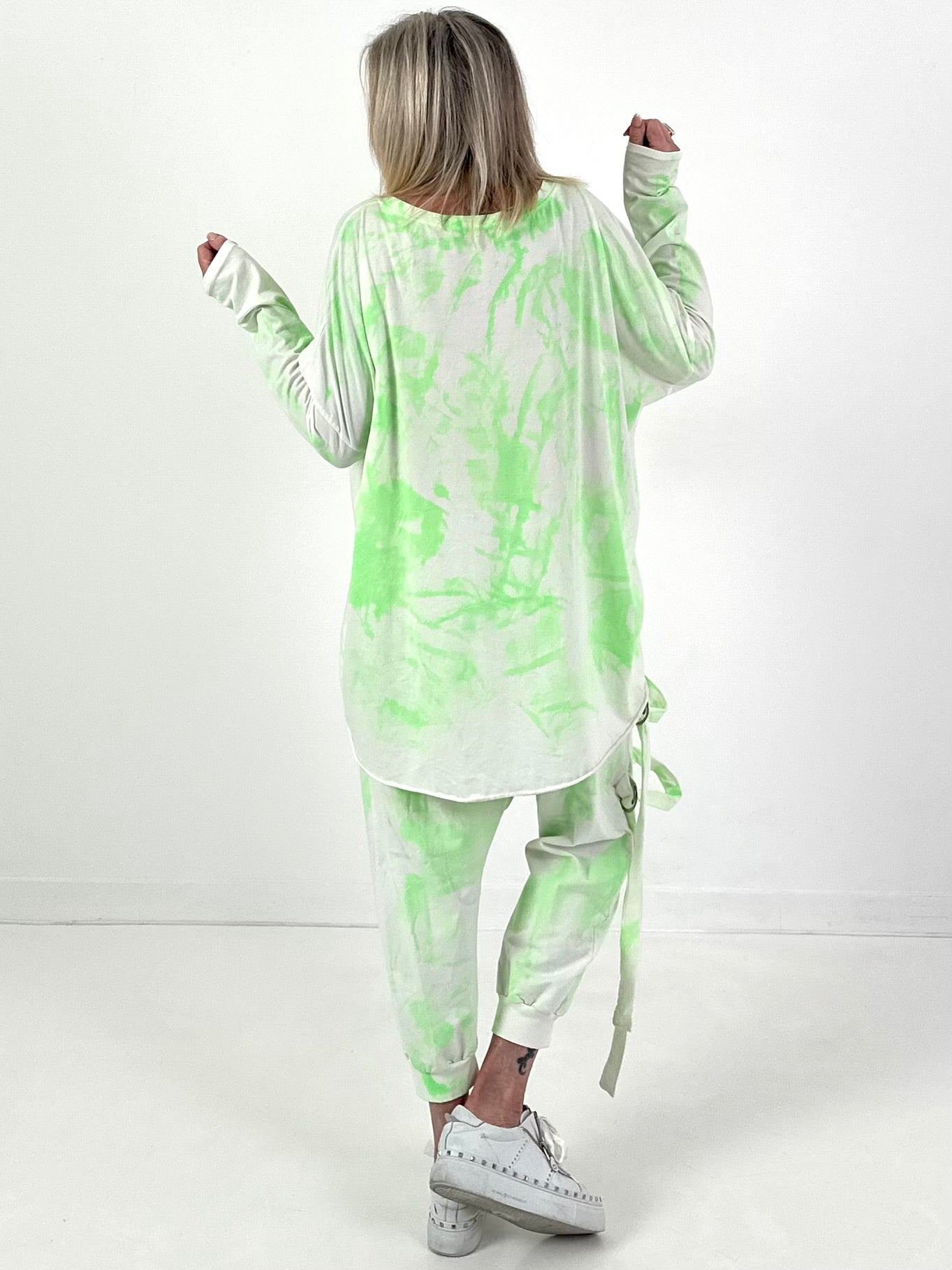 Batik-Shirt Amour - weiss-neongrün