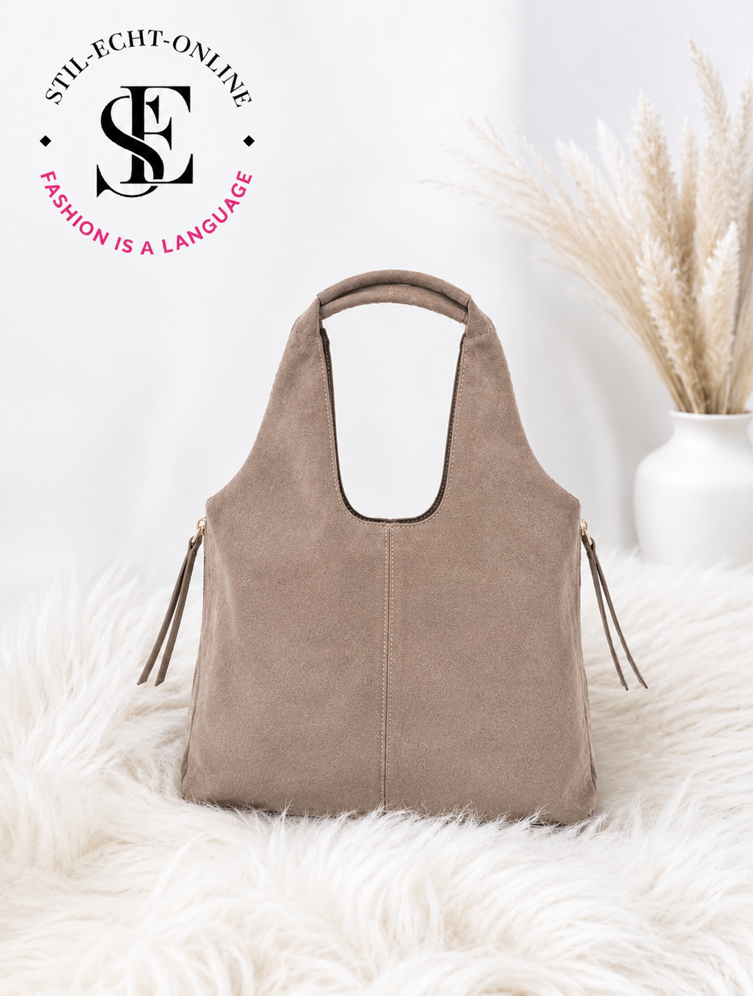 Faux suede bag - taupe