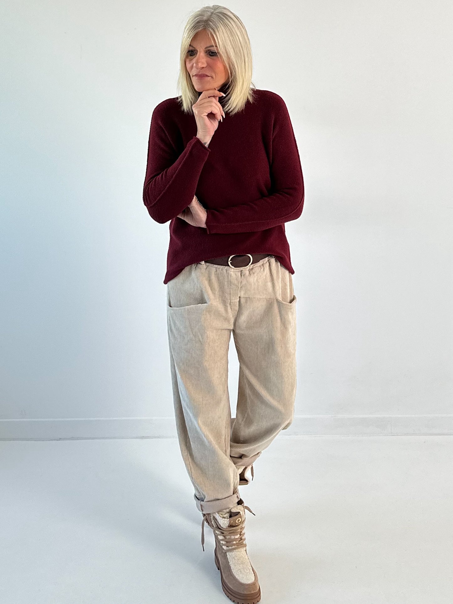 Trui model "Minimal Chic" - bordeauxrood