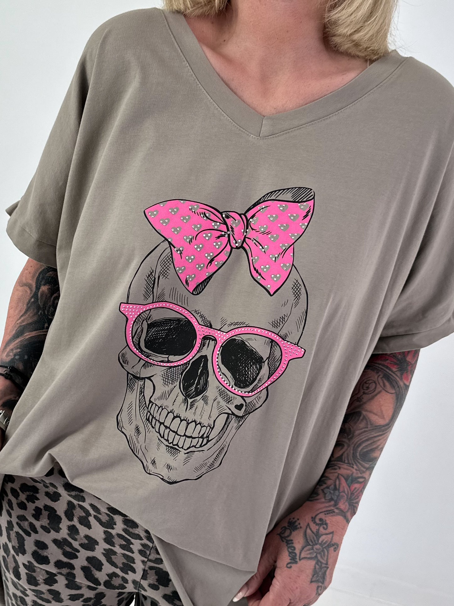 Oversized Shirt Skull - taupe