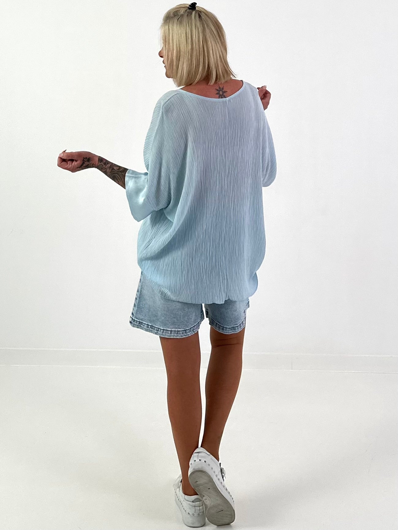 Strukturiertes Shirt - hellblau