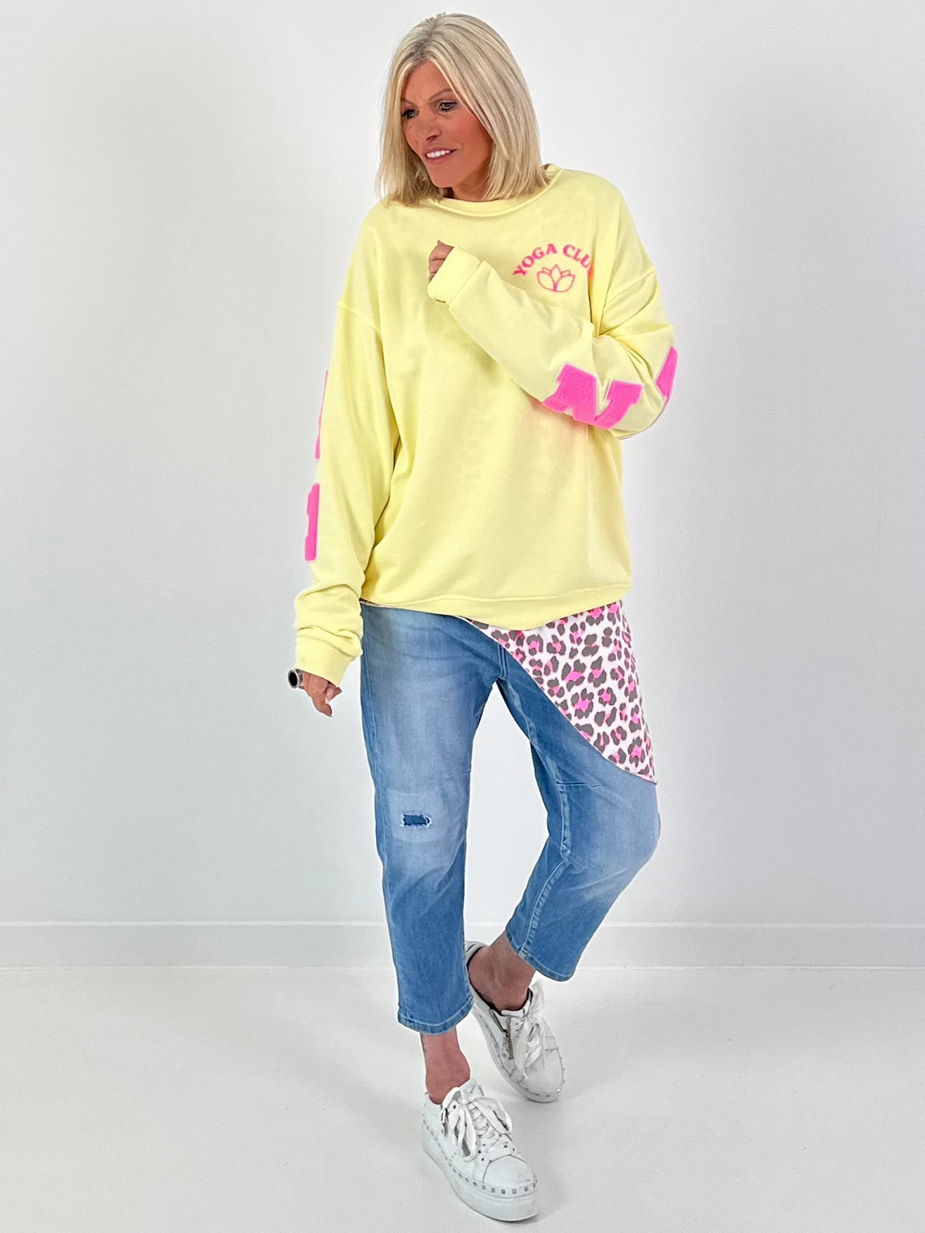 Long Top Leo asymmetrical - neon pink
