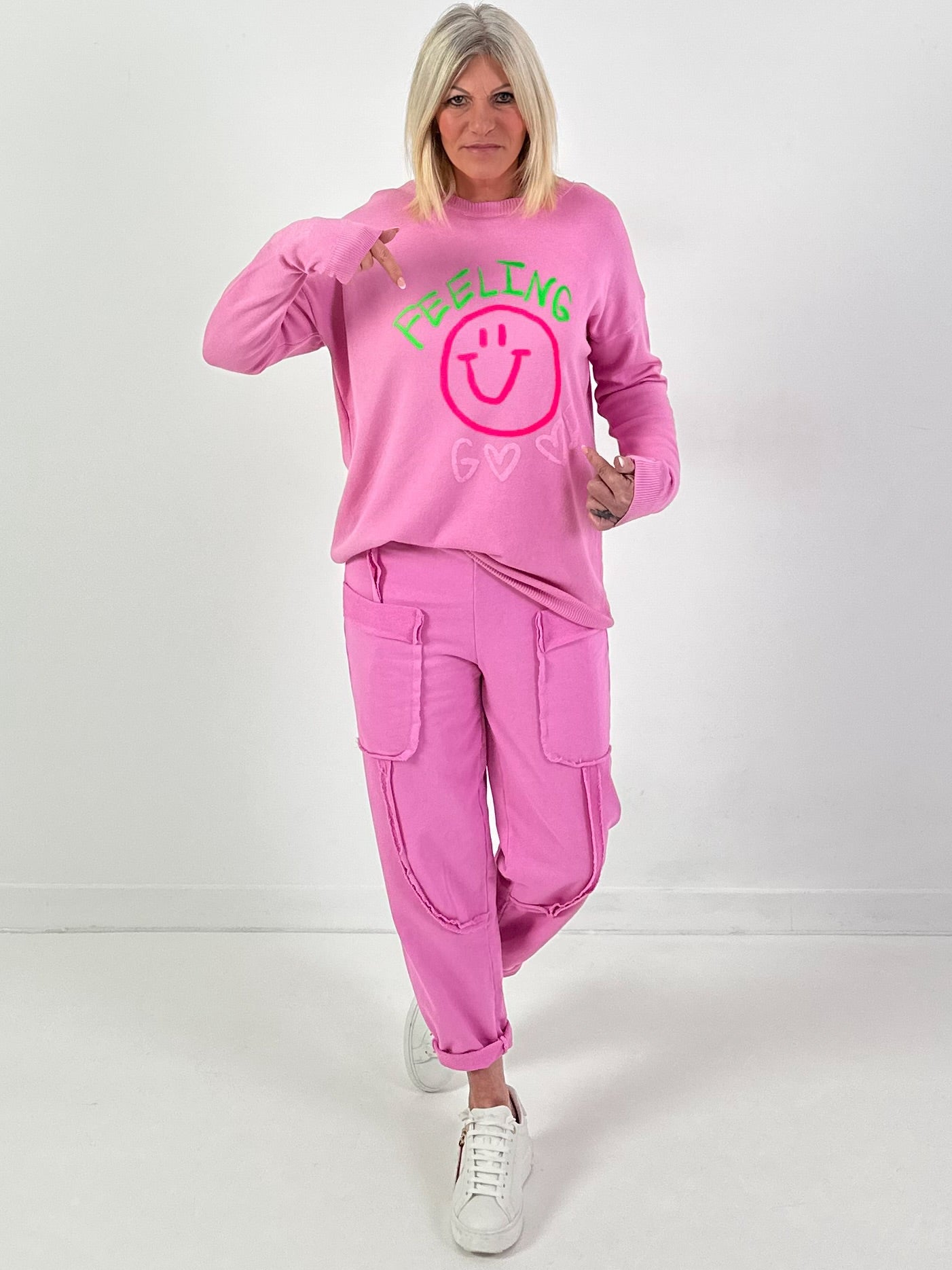 Strickpullover Modell "Feeling Good Vibes" - candy