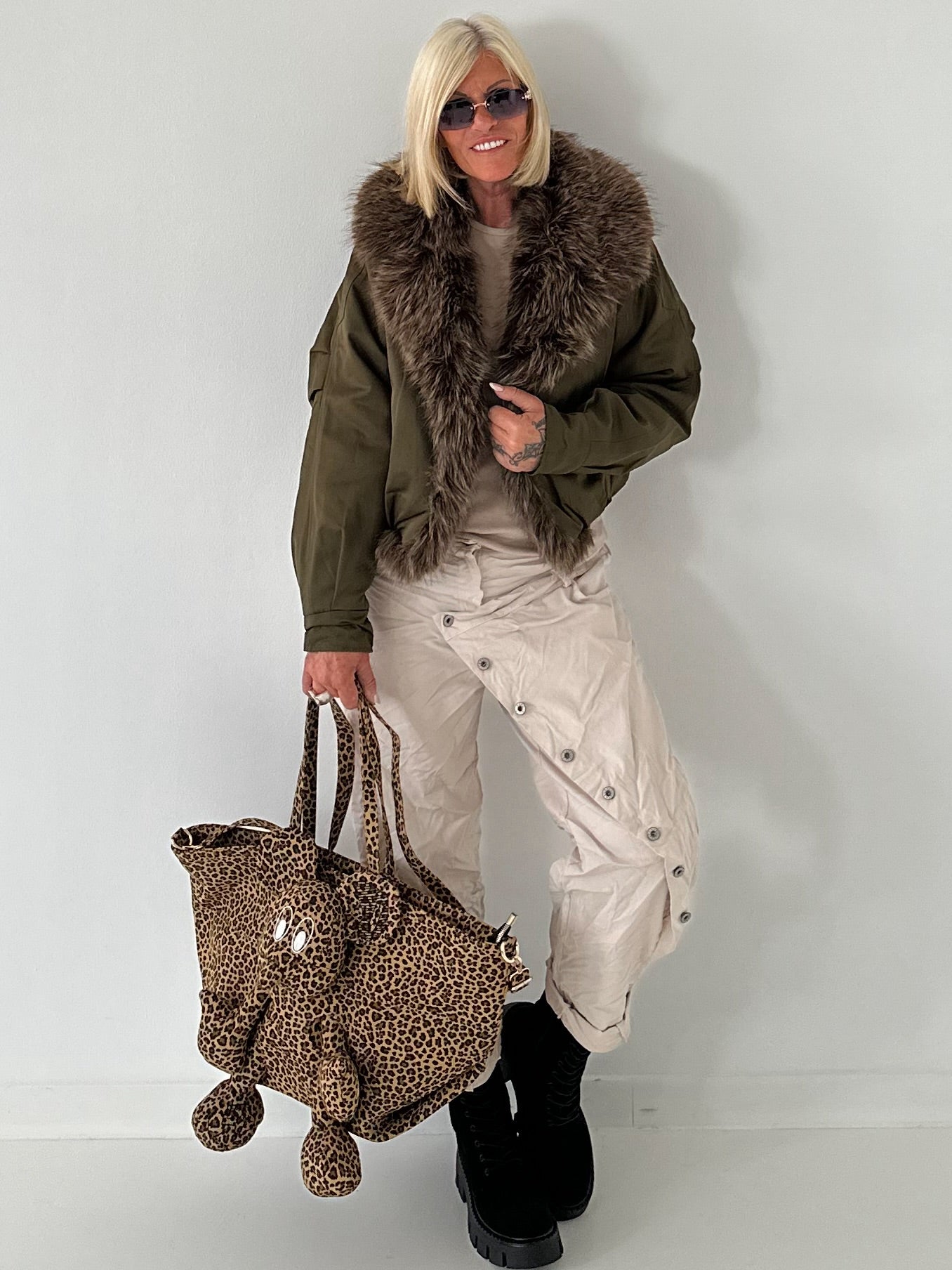 Canvas bag with special details - leopard