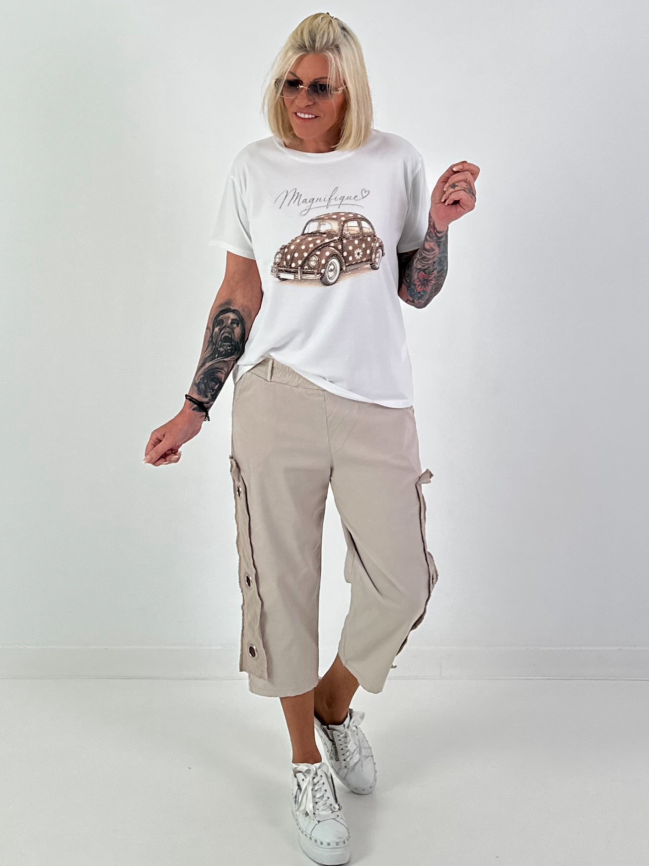 Broek met veteroogjes - beige