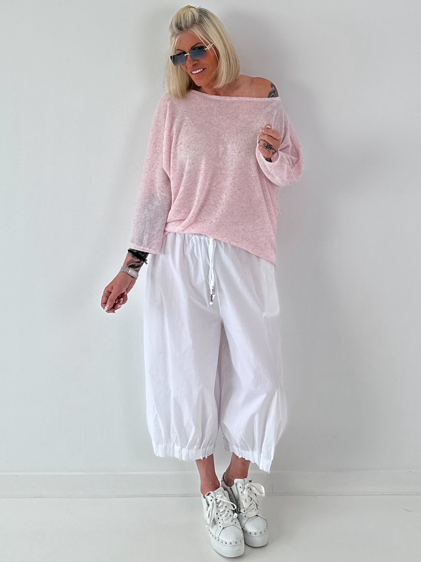 Leichter Oversized Pullover - rosa