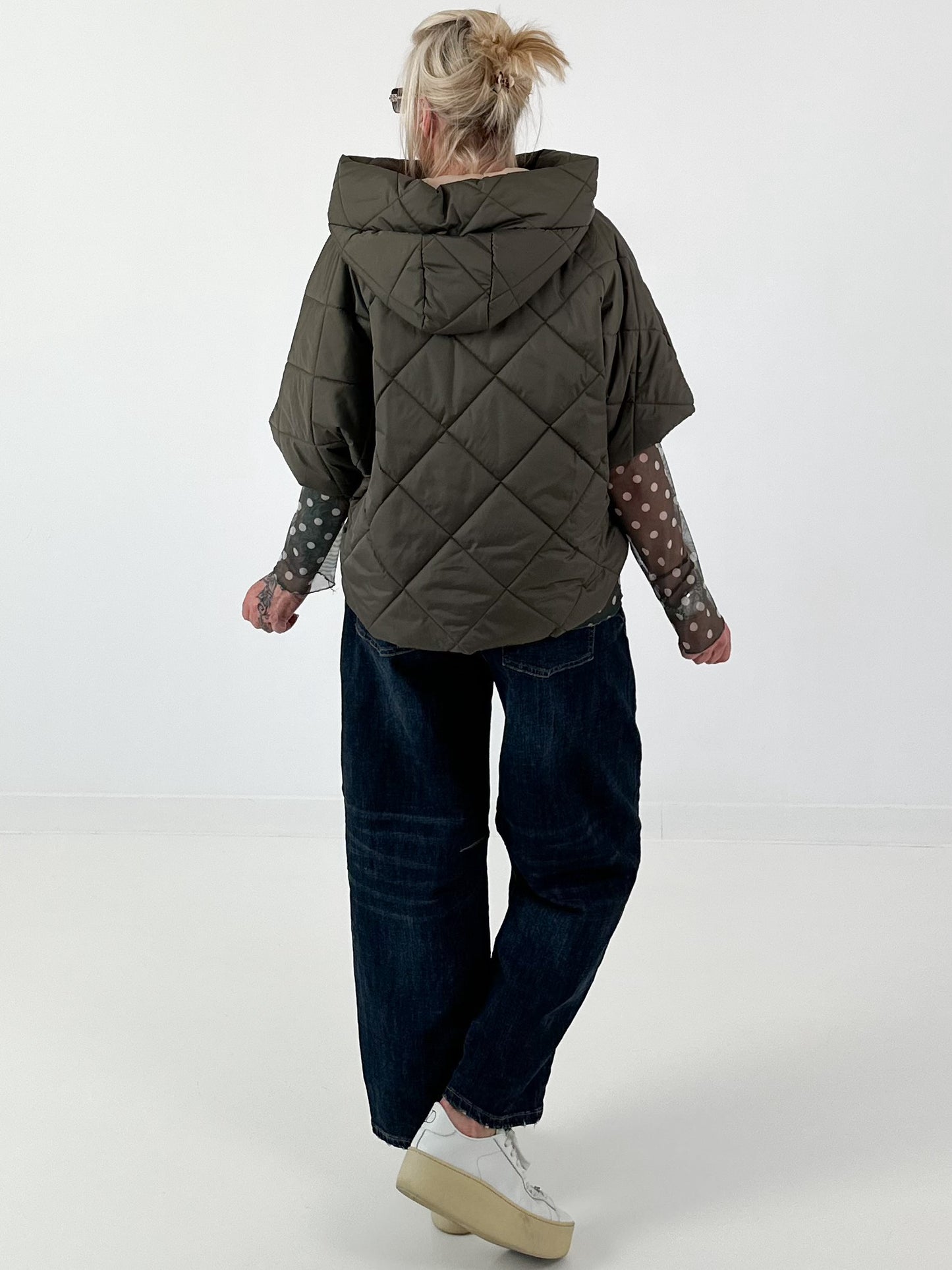 Jacket with XL collar and hood - olive