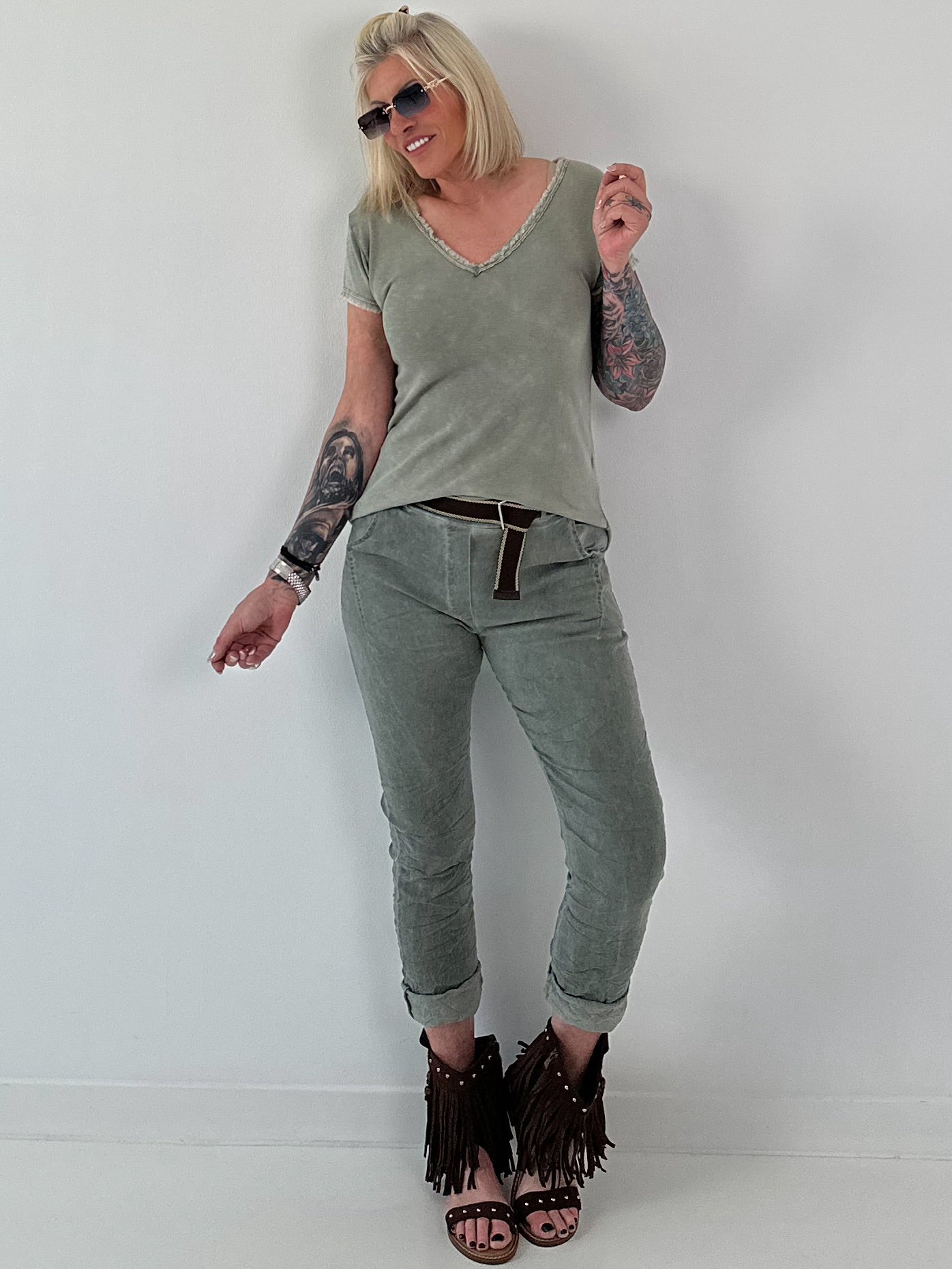 Ripp T-Shirt stone washed - khaki