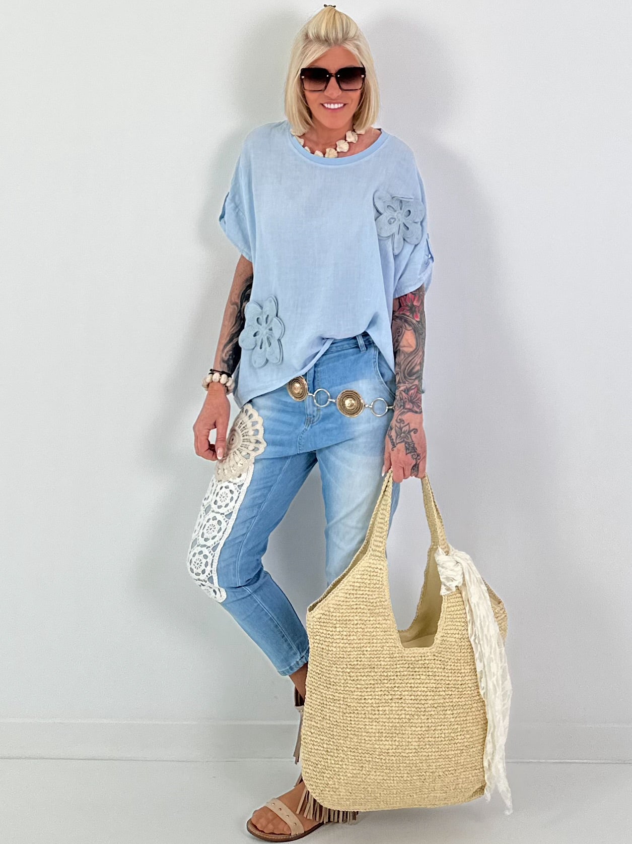 Basttasche - beige
