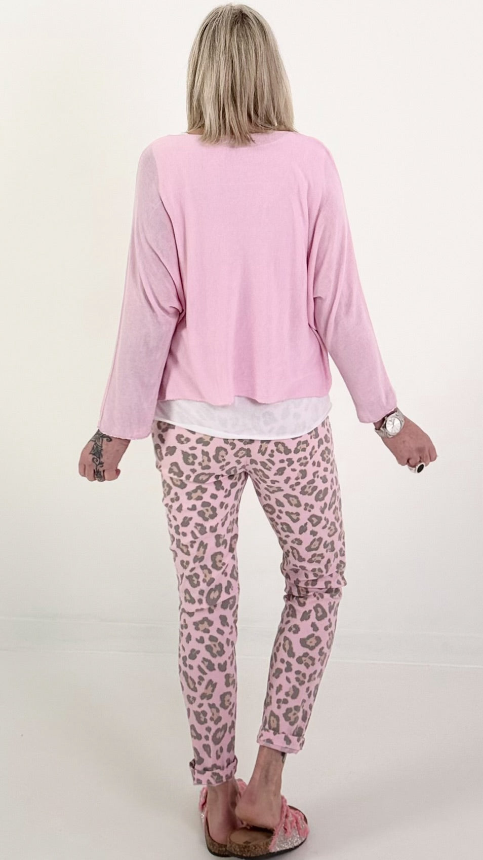 Feinstrick Pulli mit Top - rosa