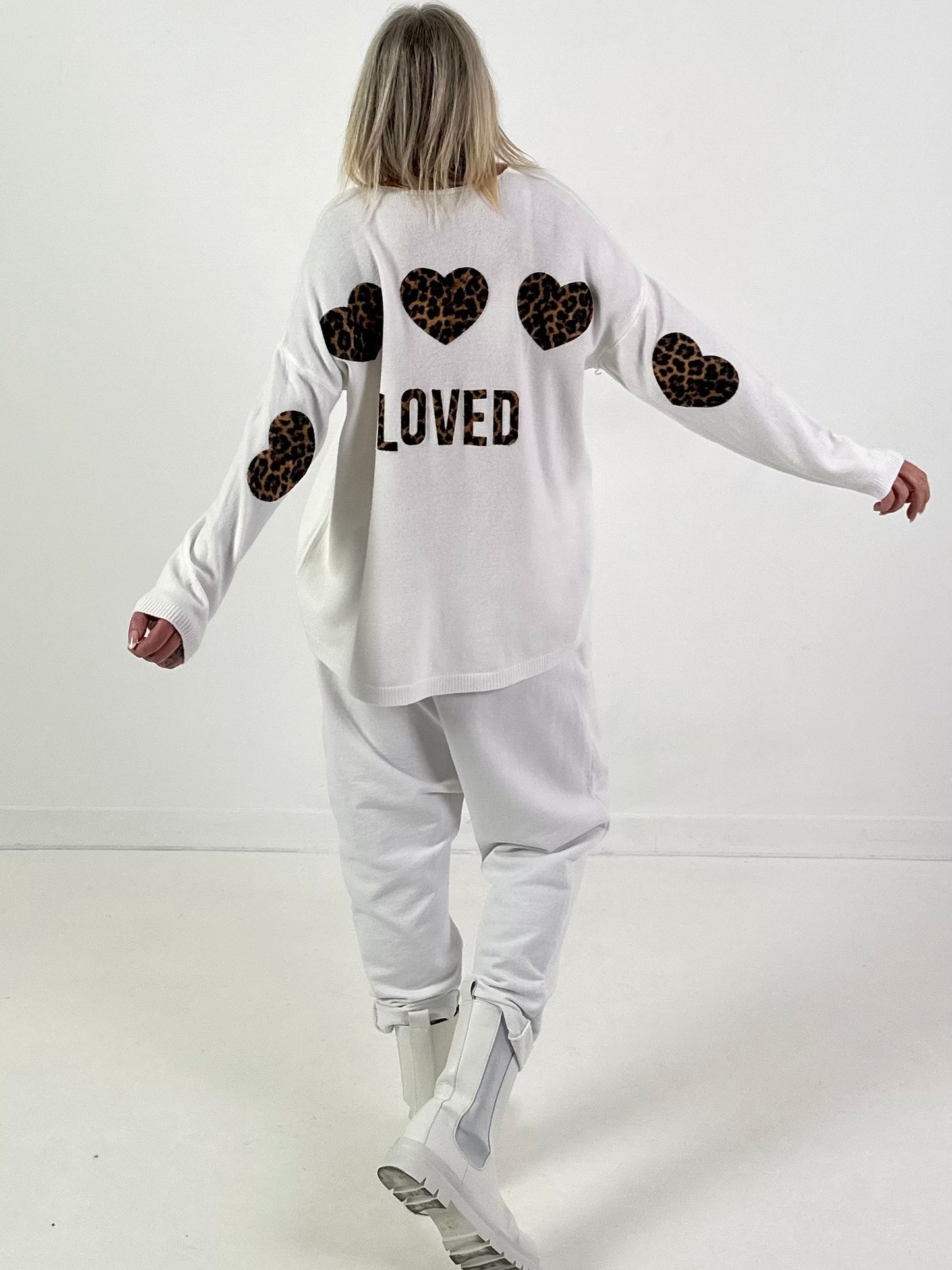 Strickpullover Modell "Loved Edition" - weiss