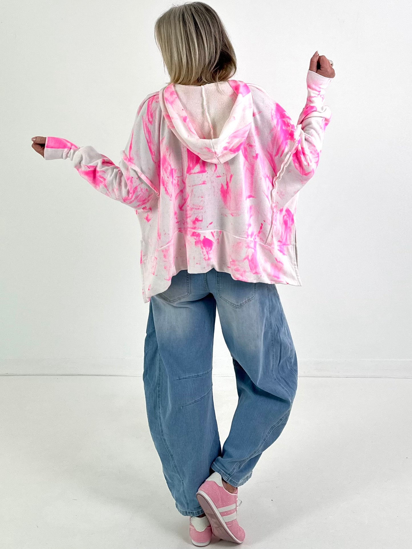 Oversized Hoodie Love - neonpink