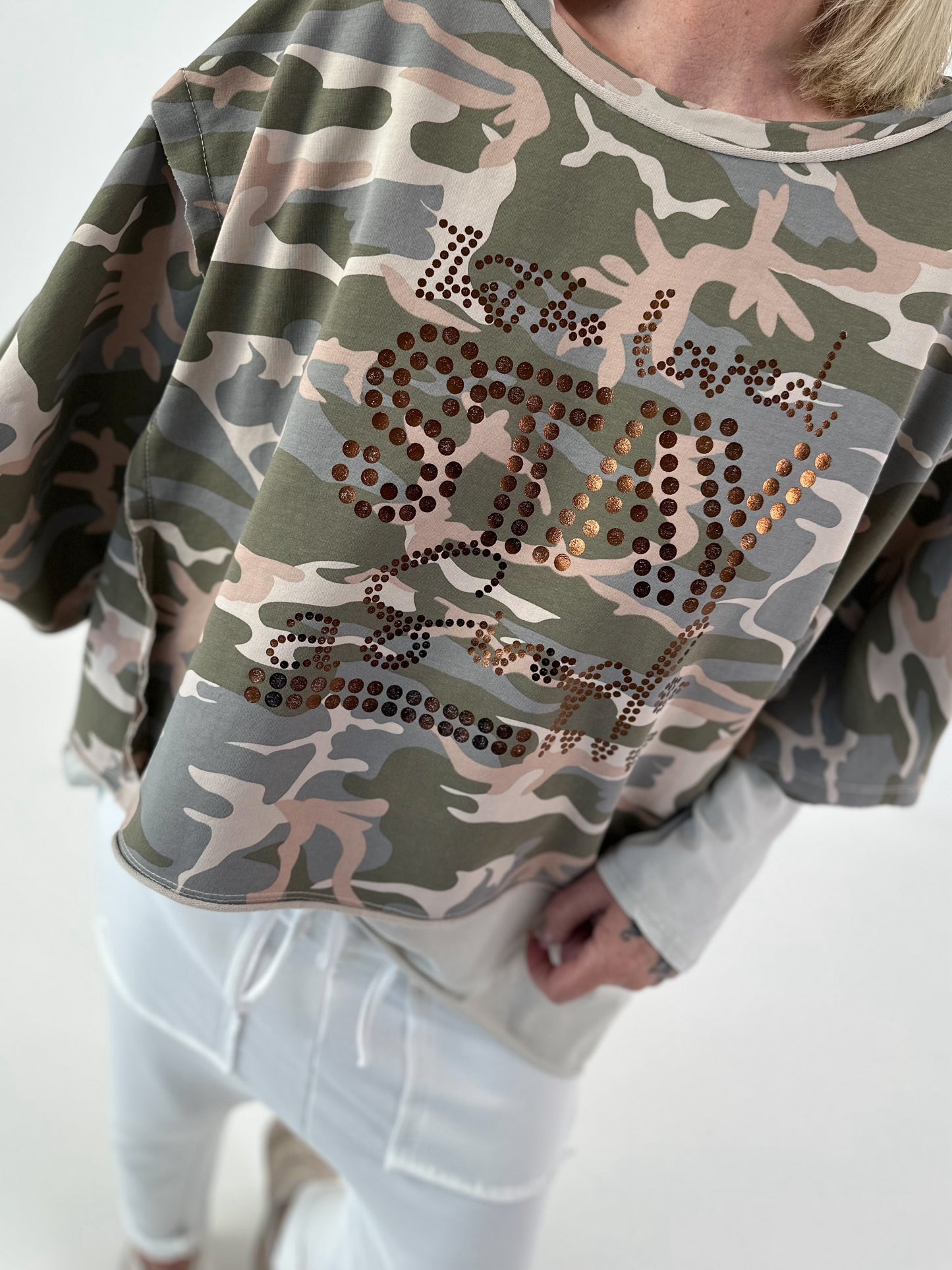 Oversized Sweater mit halben Arm - camouflage