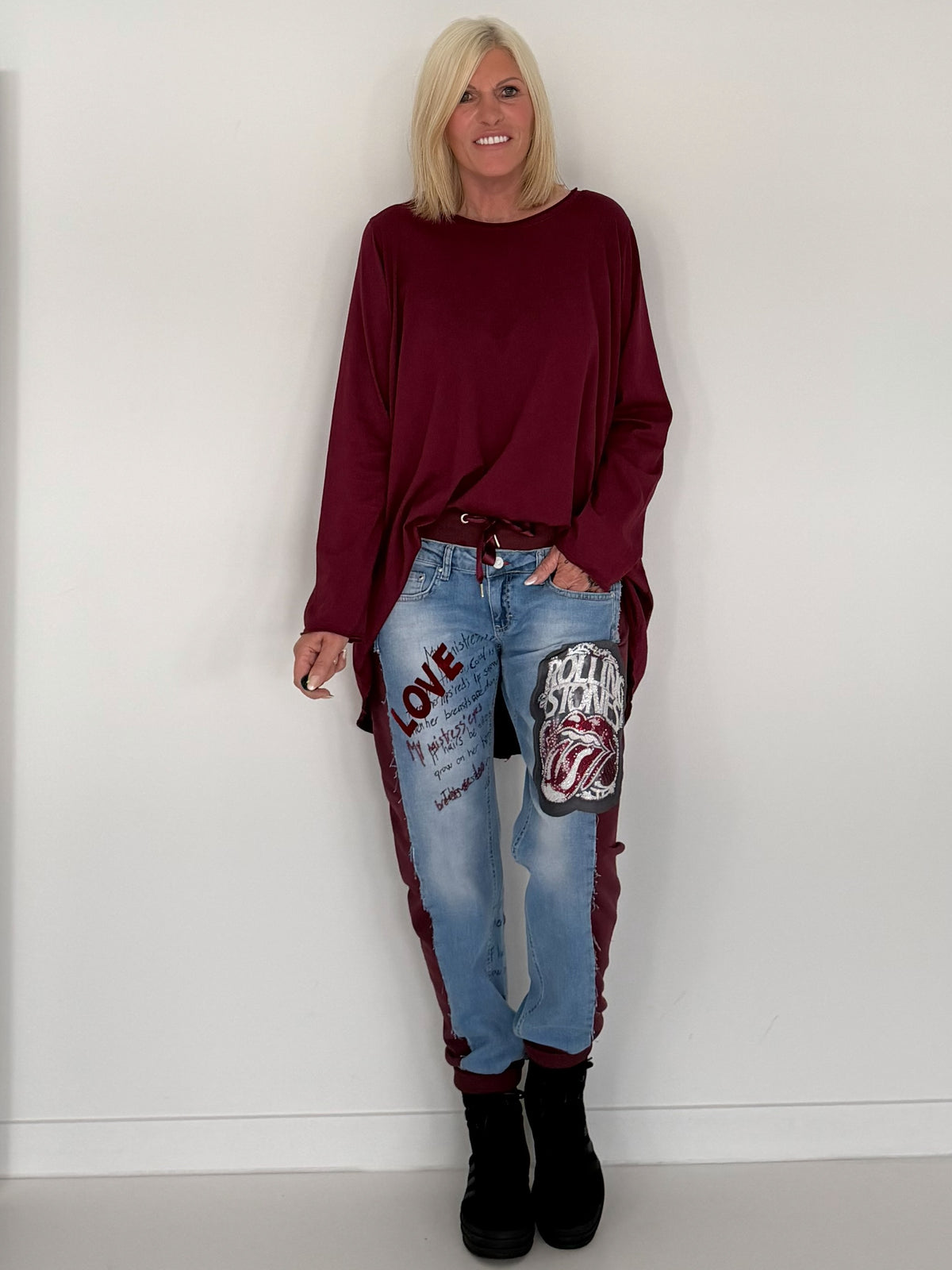Basic Shirt mit Rundhalsausschnitt - bordeaux ( lieferbar ab ca. 27.09.26)