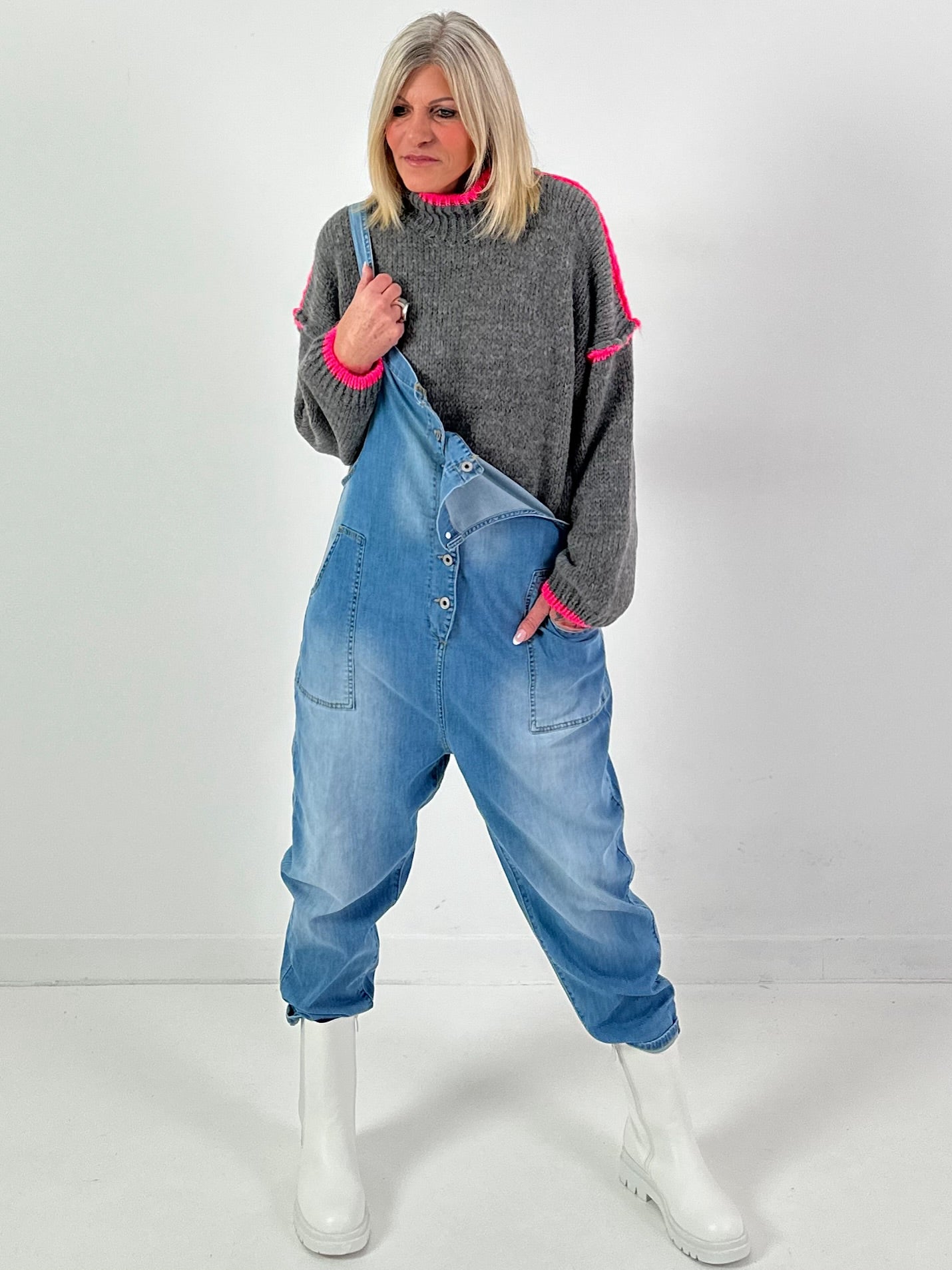 Trui model "Contrast Edge" - grijs