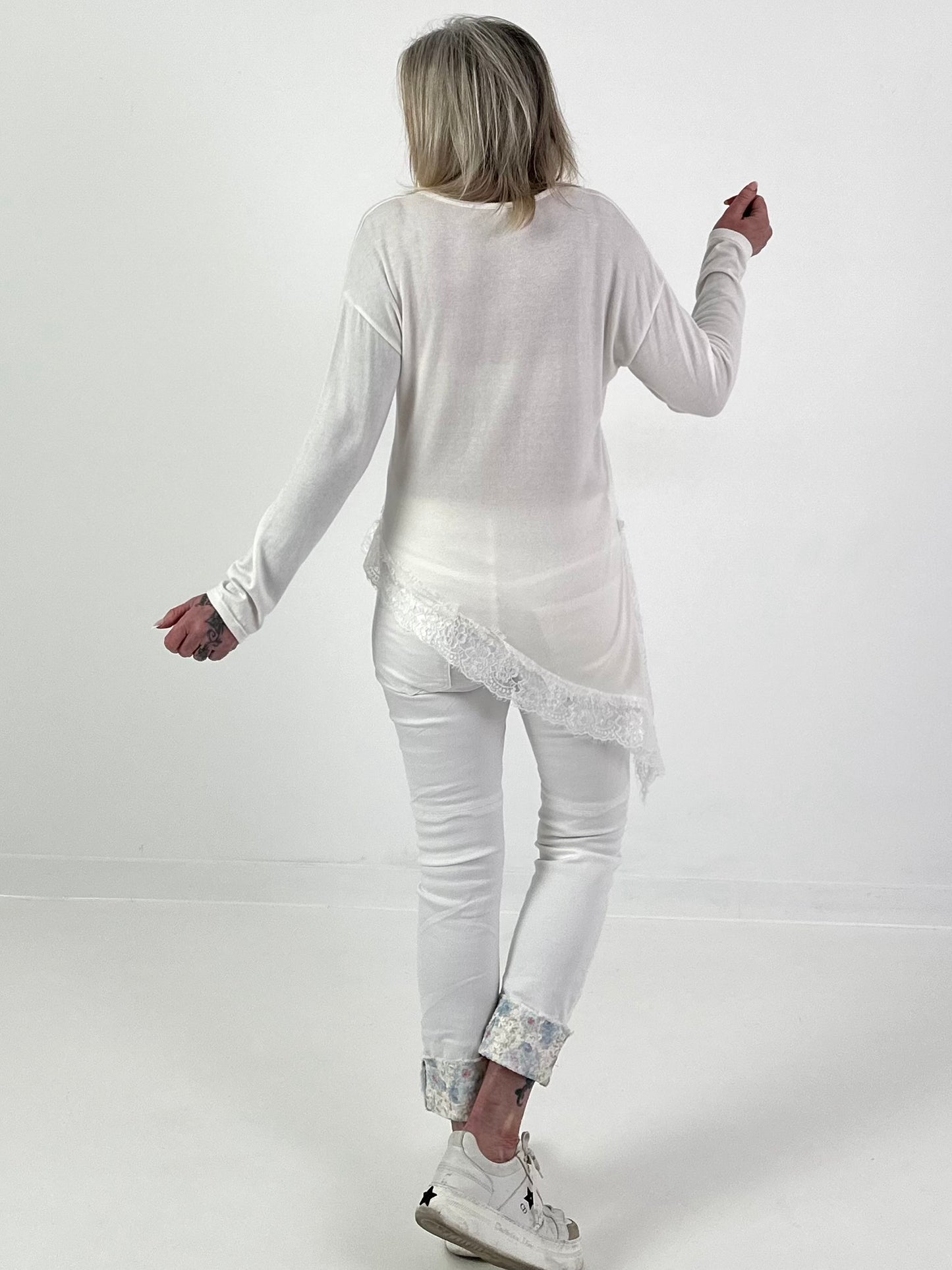 Feinstrick Pullover - weiss