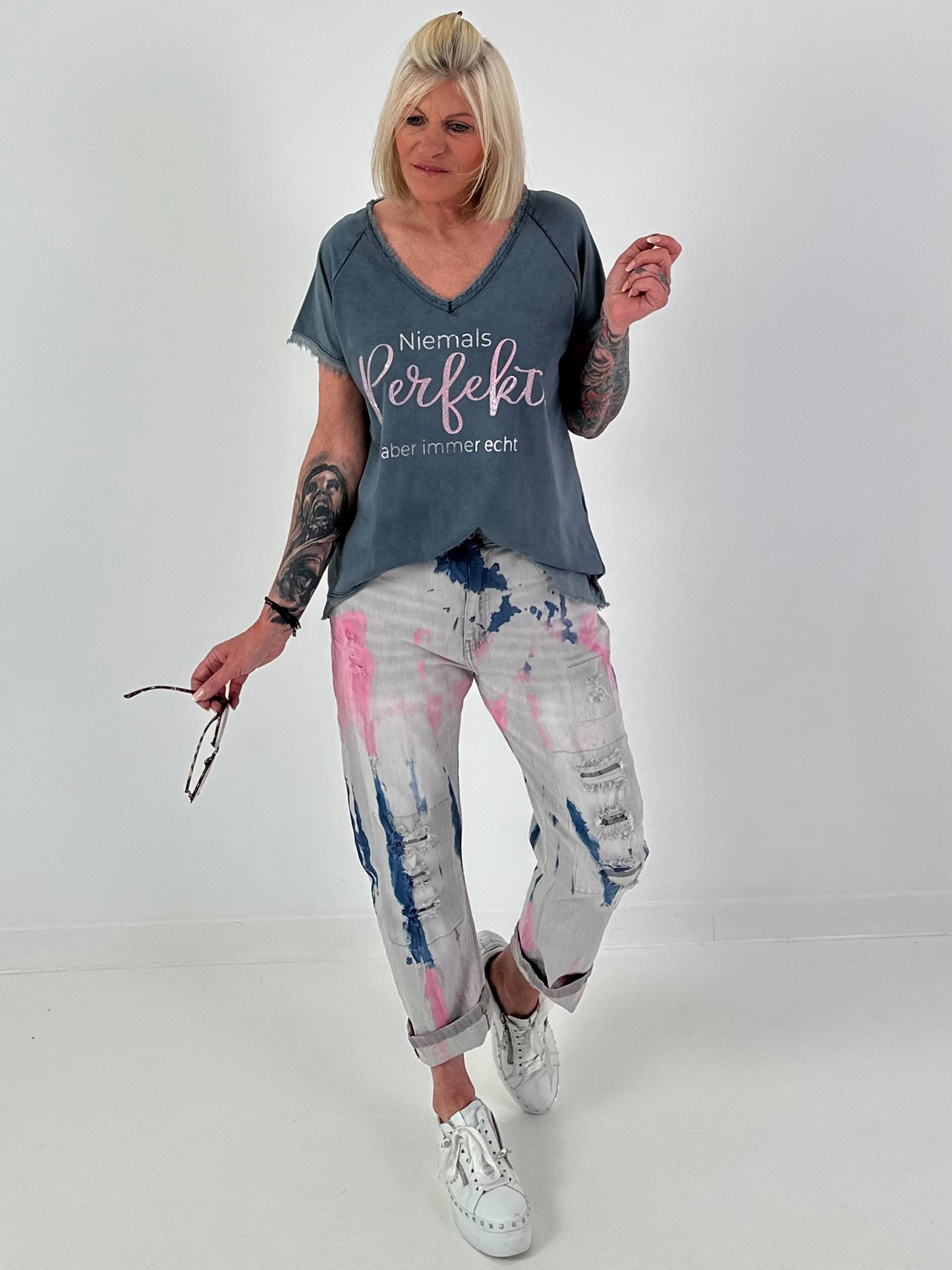 T-Shirt with statement print - blue