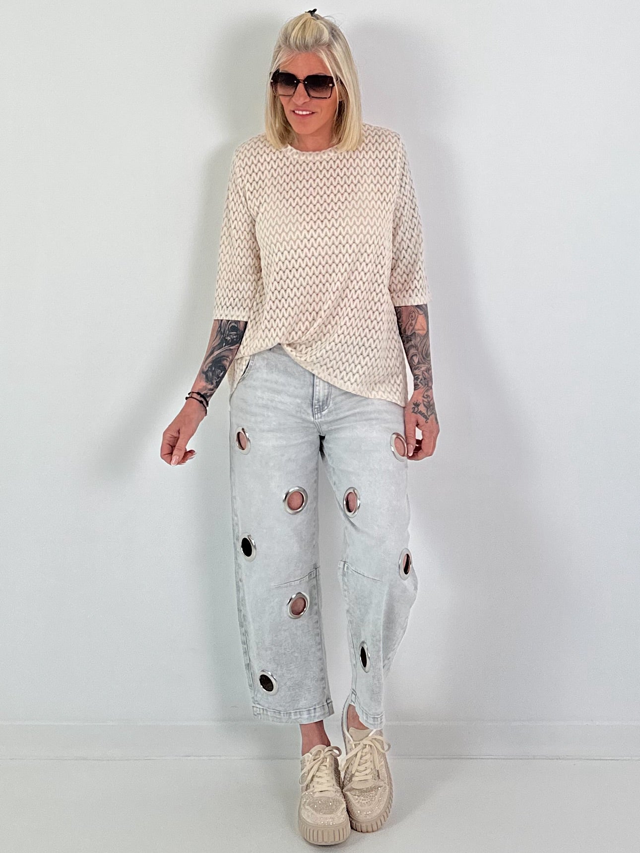 T-shirt with half sleeves - beige