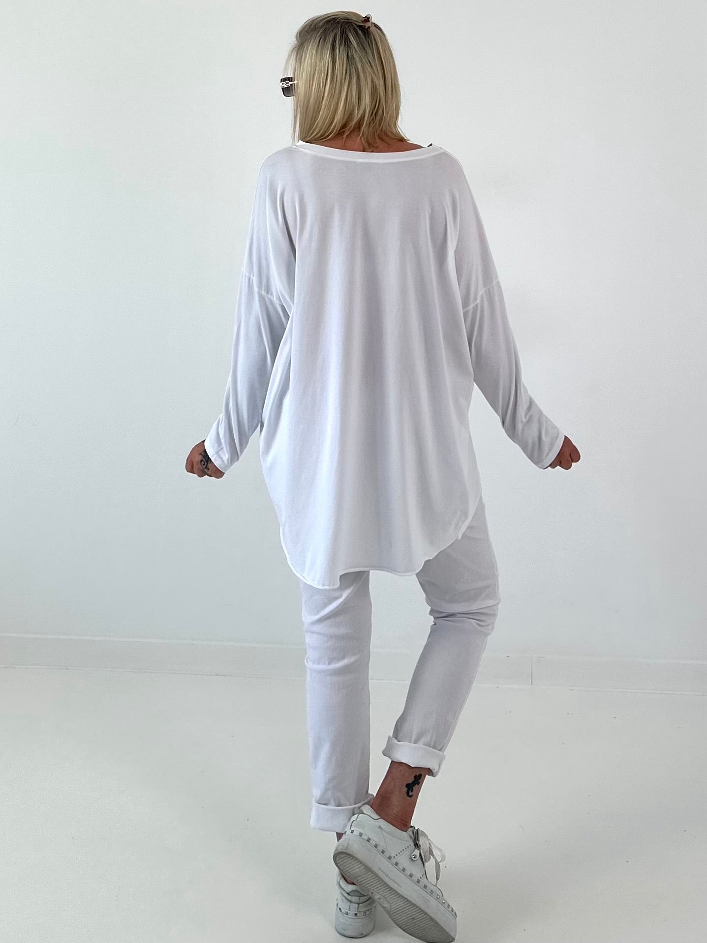 Oversized Shirt stone washed - weiss