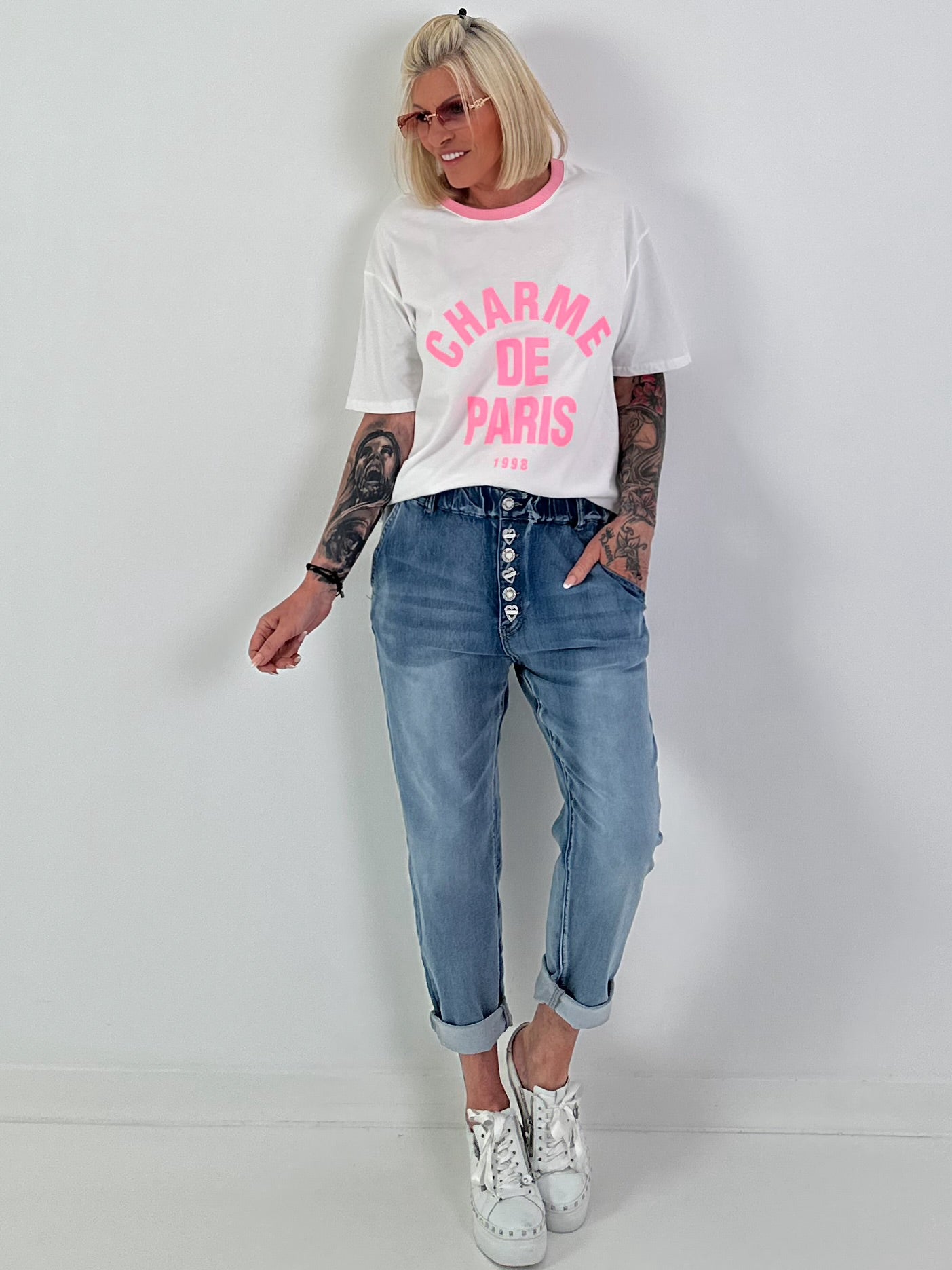 T-Shirt Charme - white-pink