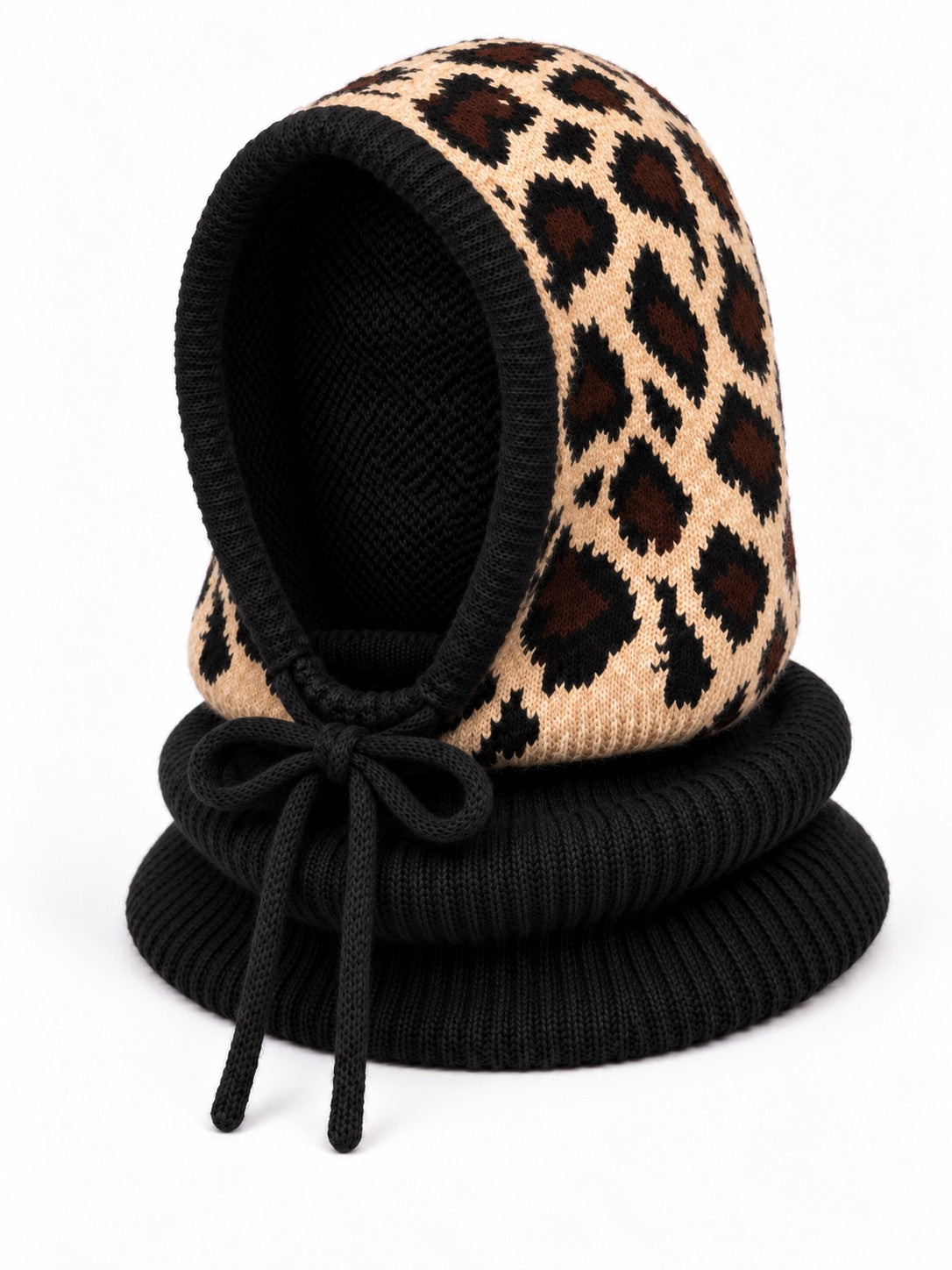 Strick Balaclava - schwarz-leo-mehrfarbig