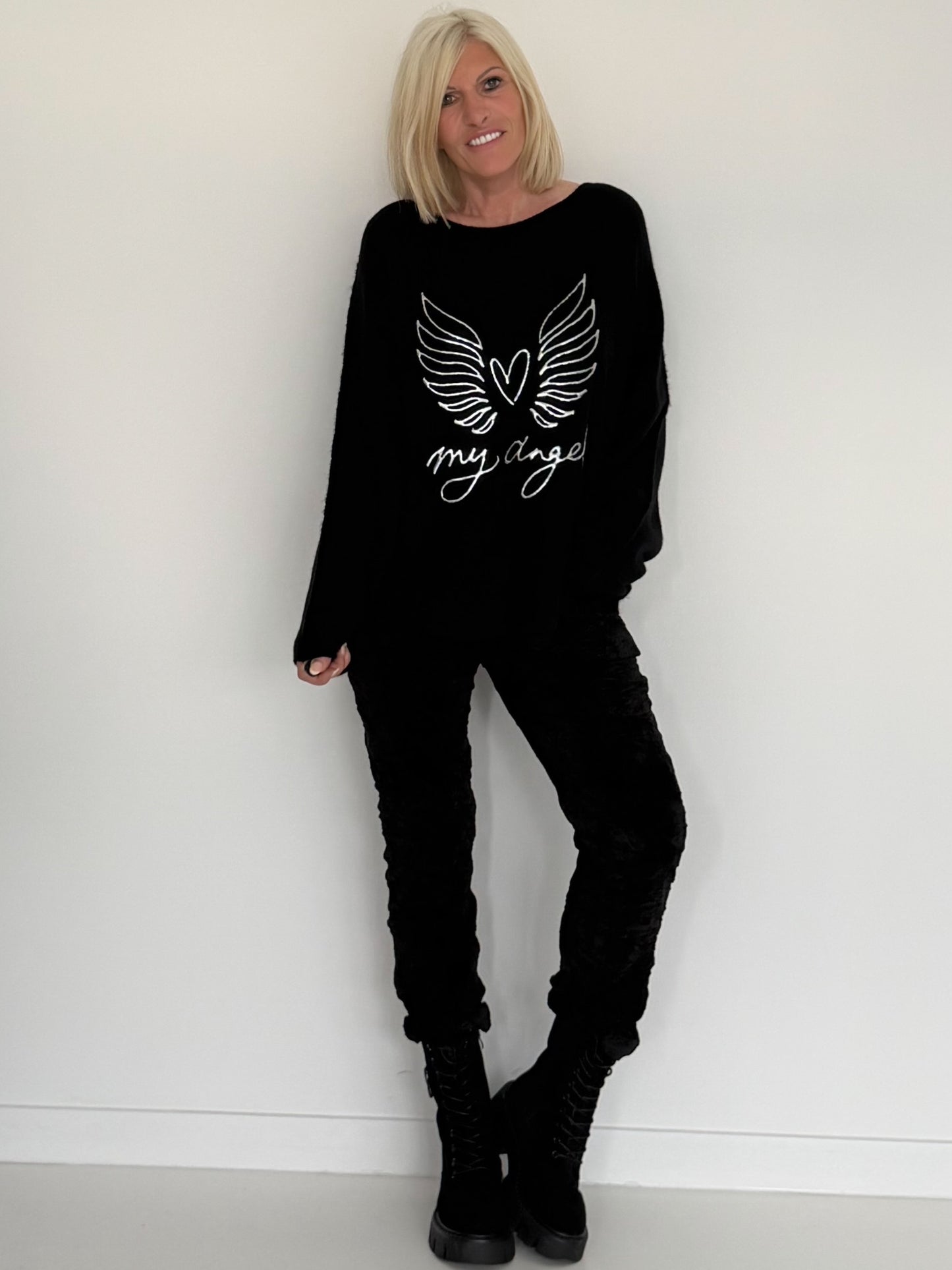 Weicher Pullover My Angel - schwarz