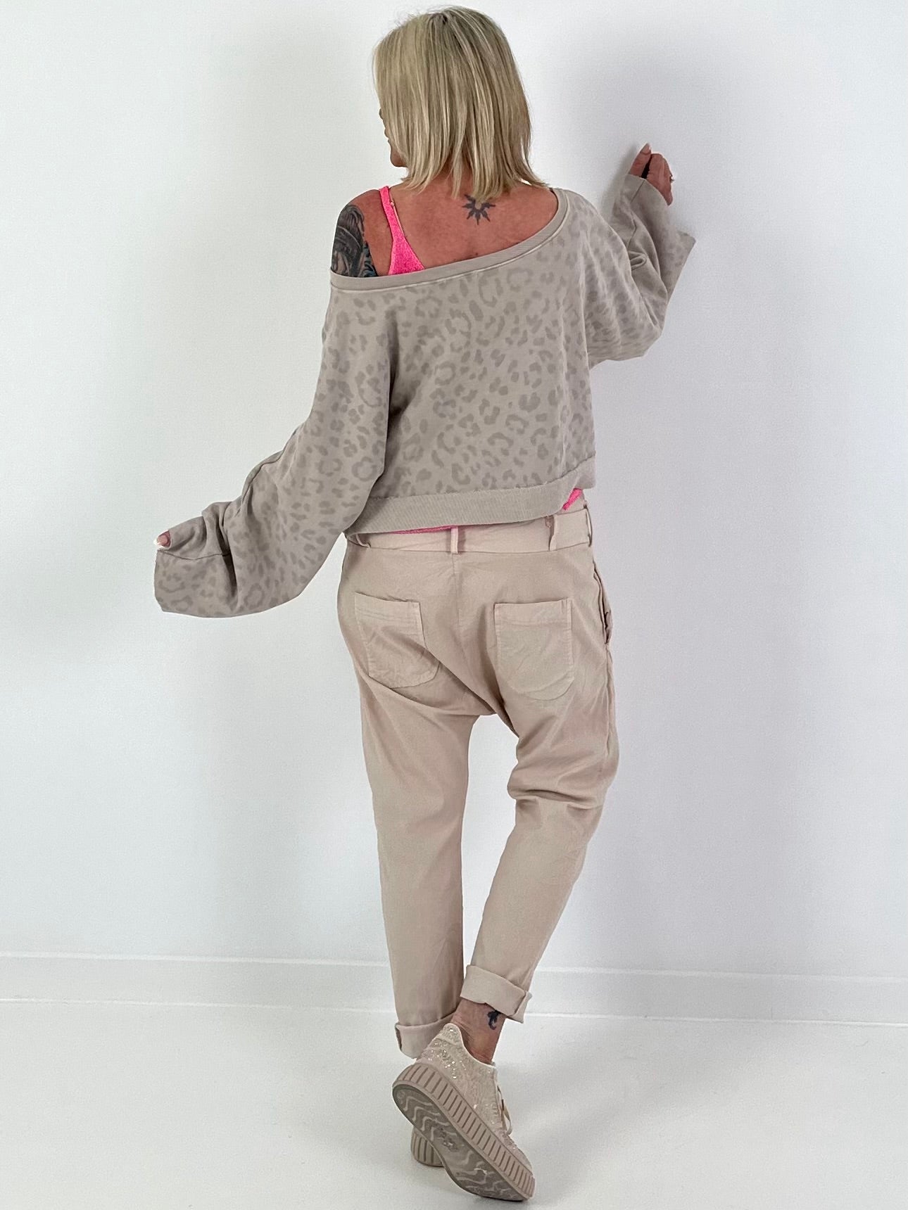 Cropped Sweater Leo - beige