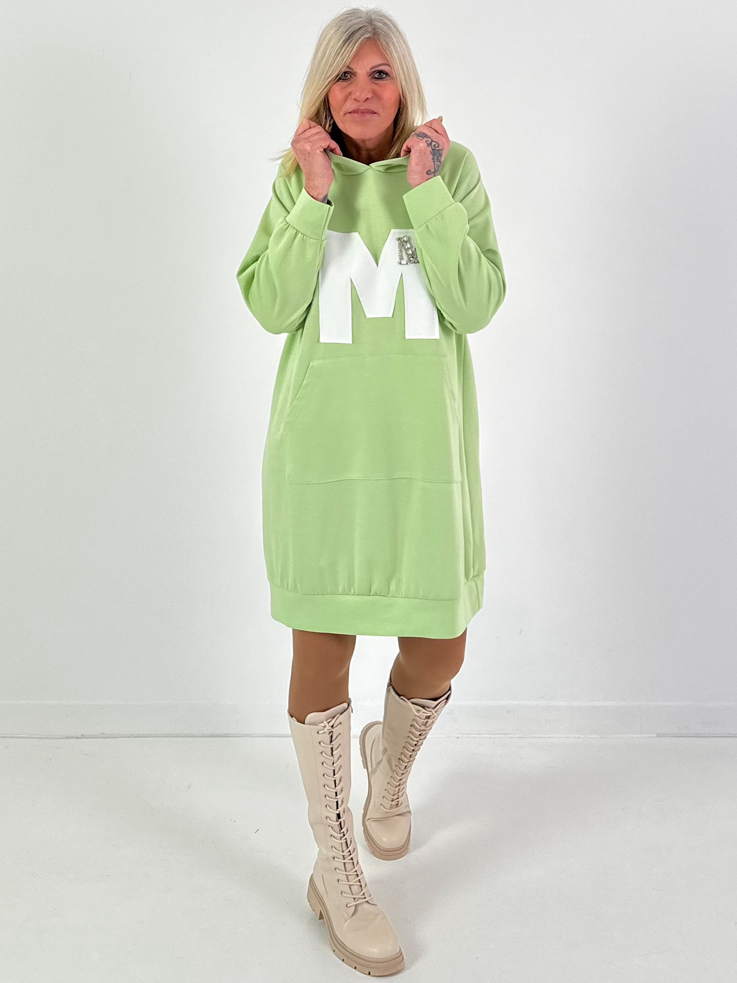 Long Hoodie/Kleid Modell "Edition M" - lindgrün