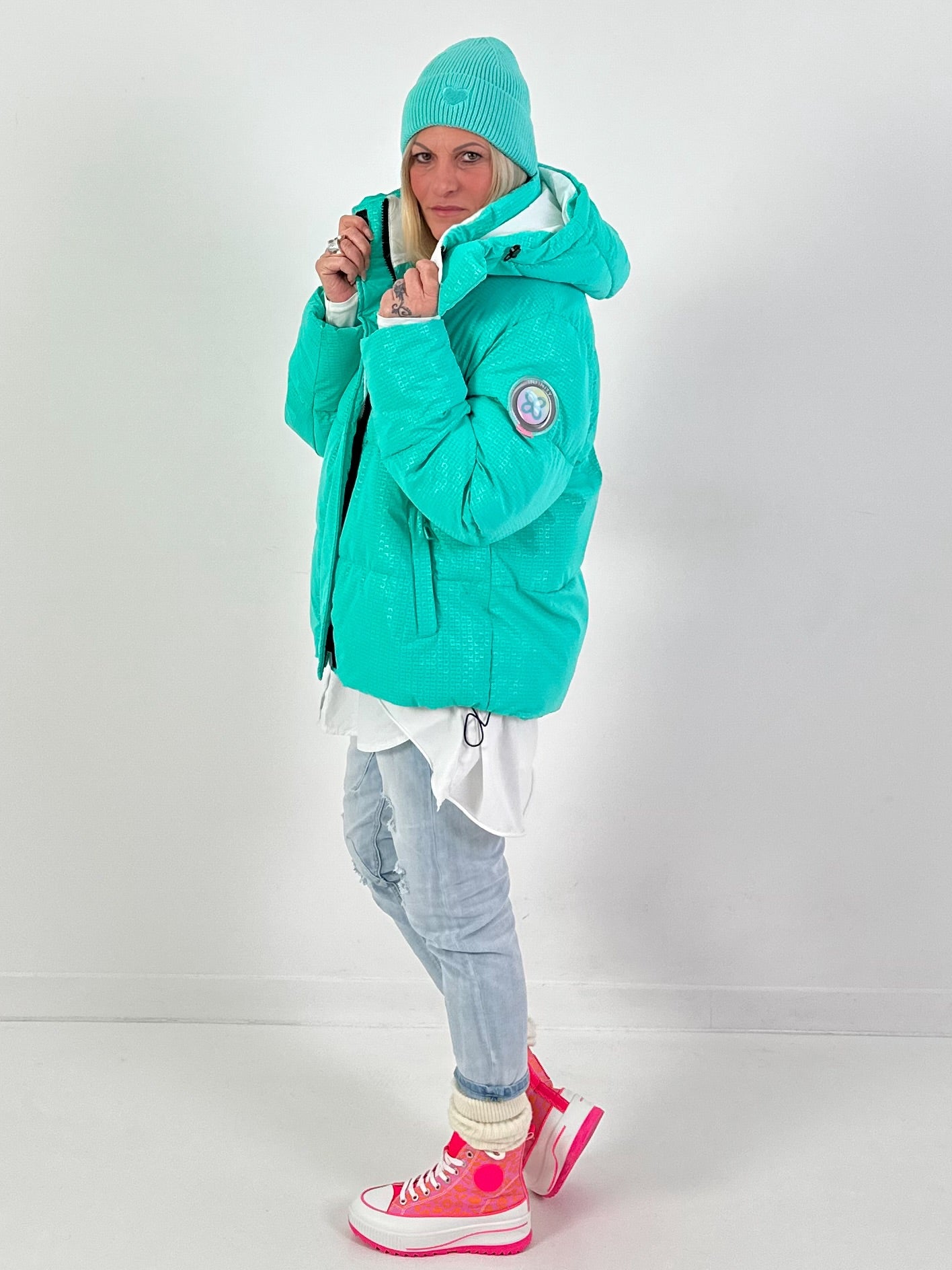 Gewatteerde jas model "Polarline" - turquoise