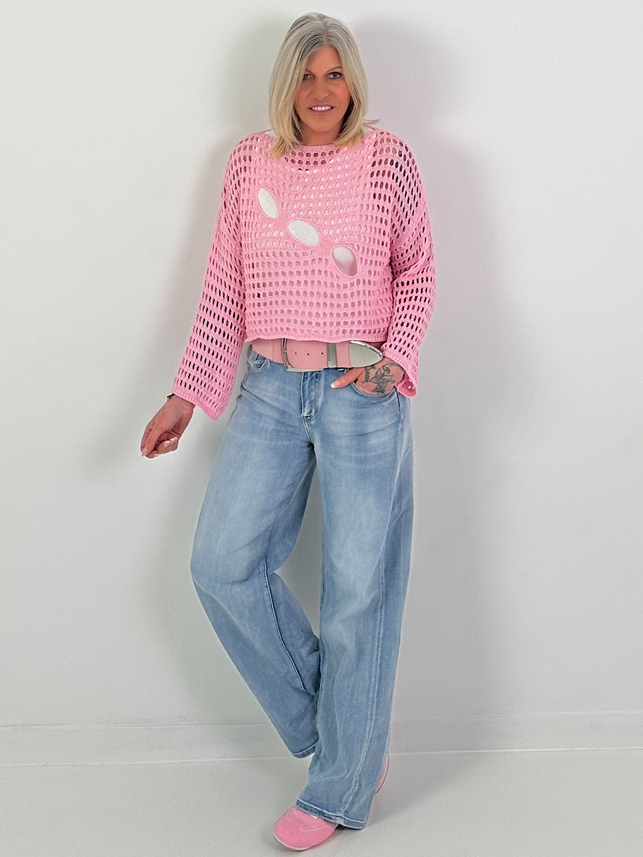 Häkelpullover - rosa