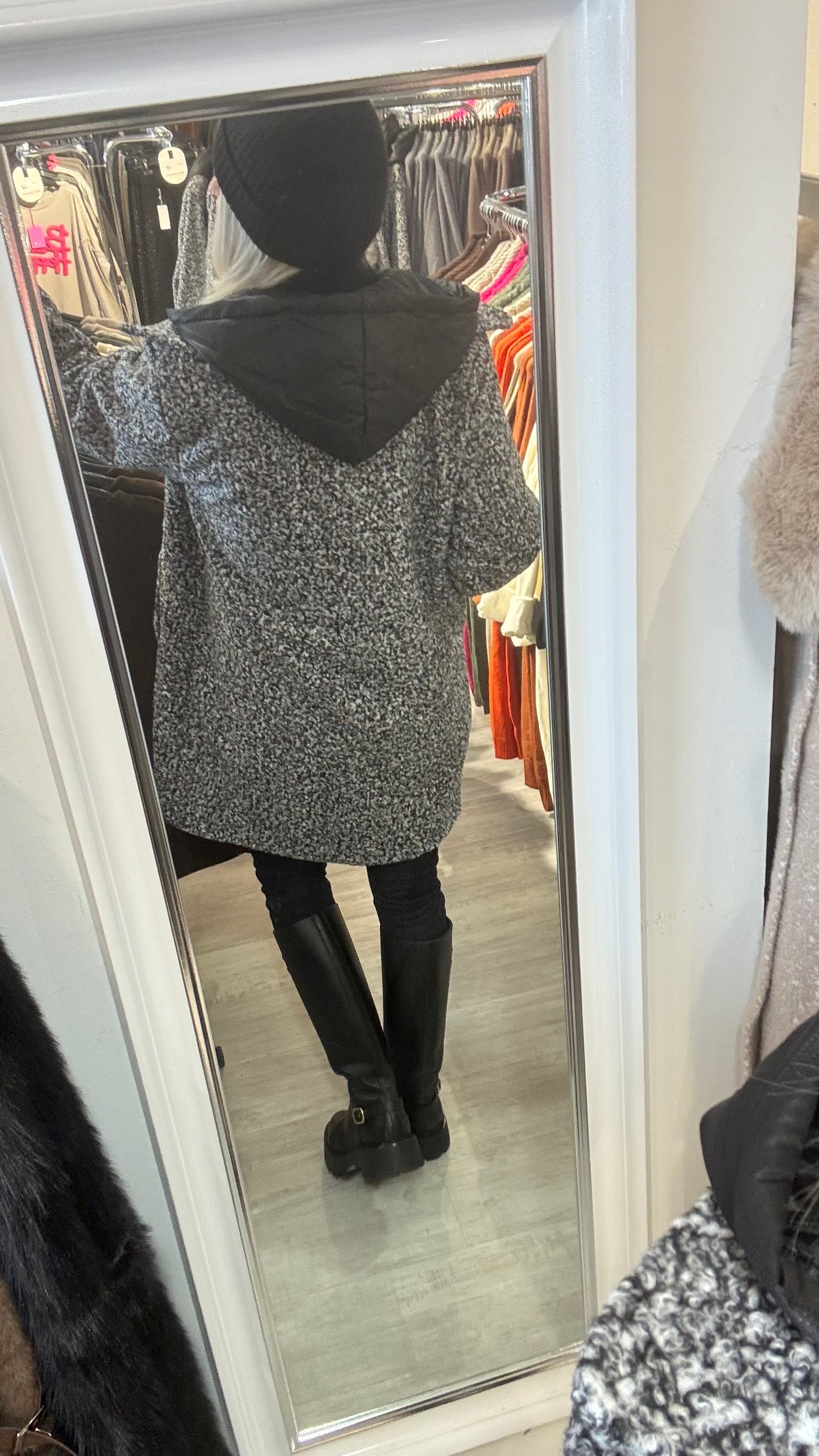 Jas met inzetstuk, model "Street Royale" - peper en zout