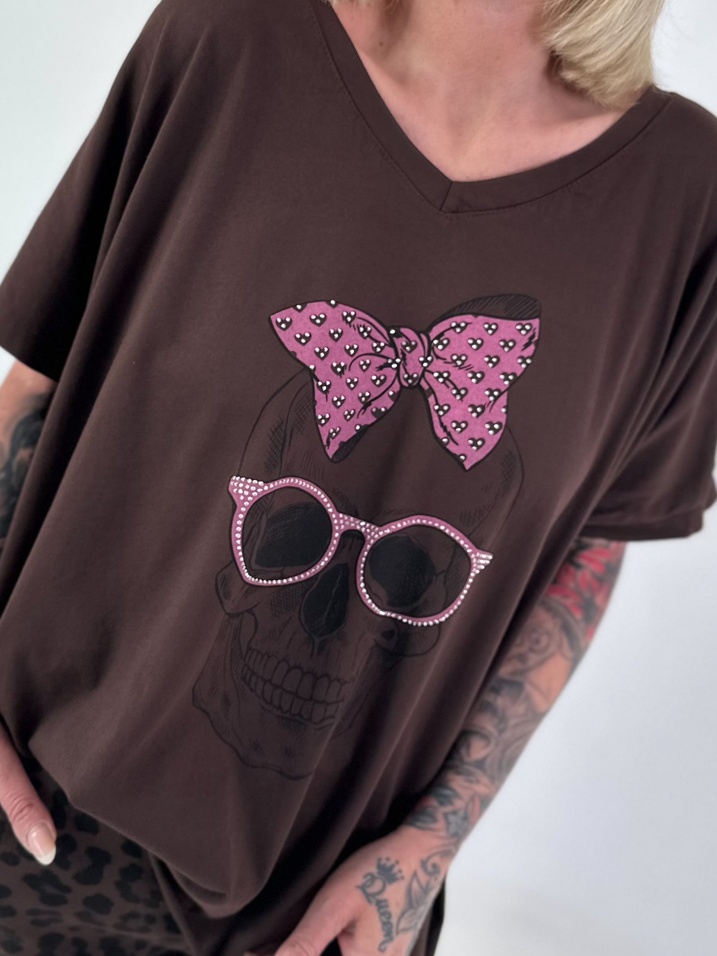 Oversized Shirt Skull - schoko