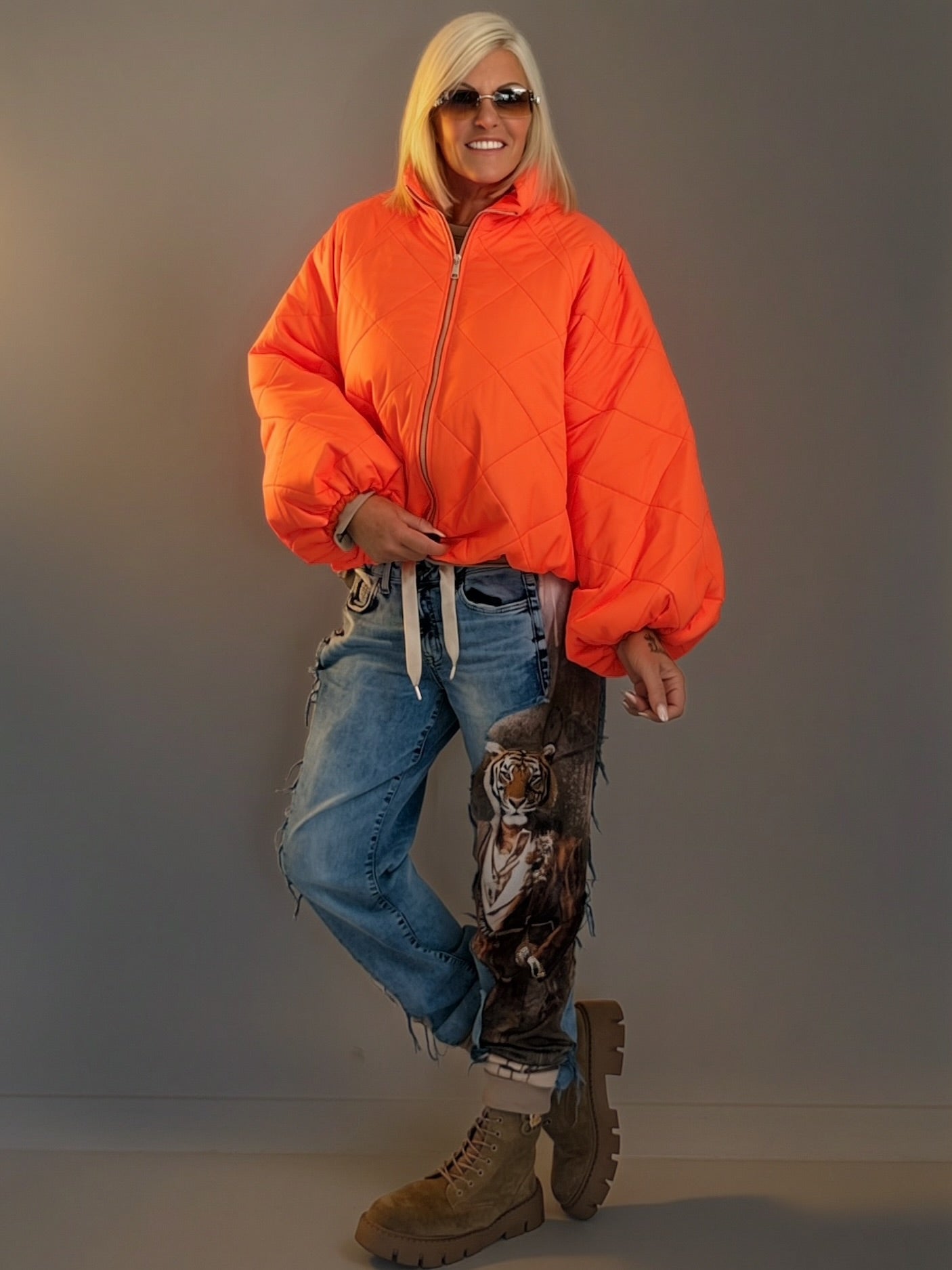 Jacke mit Puffärmelchen - neonorange