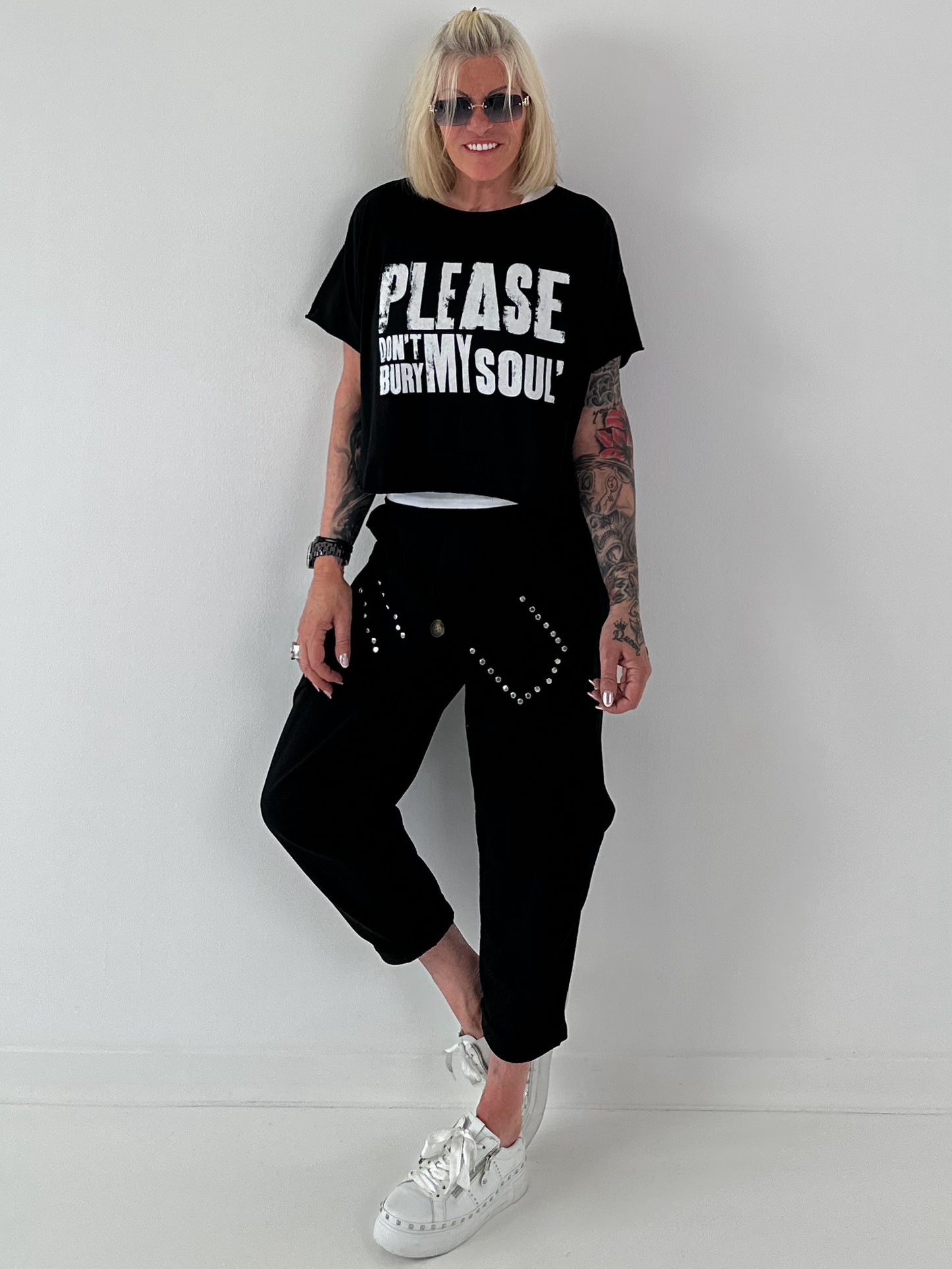Sweatshirt Hose mit lässigen Details - schwarz