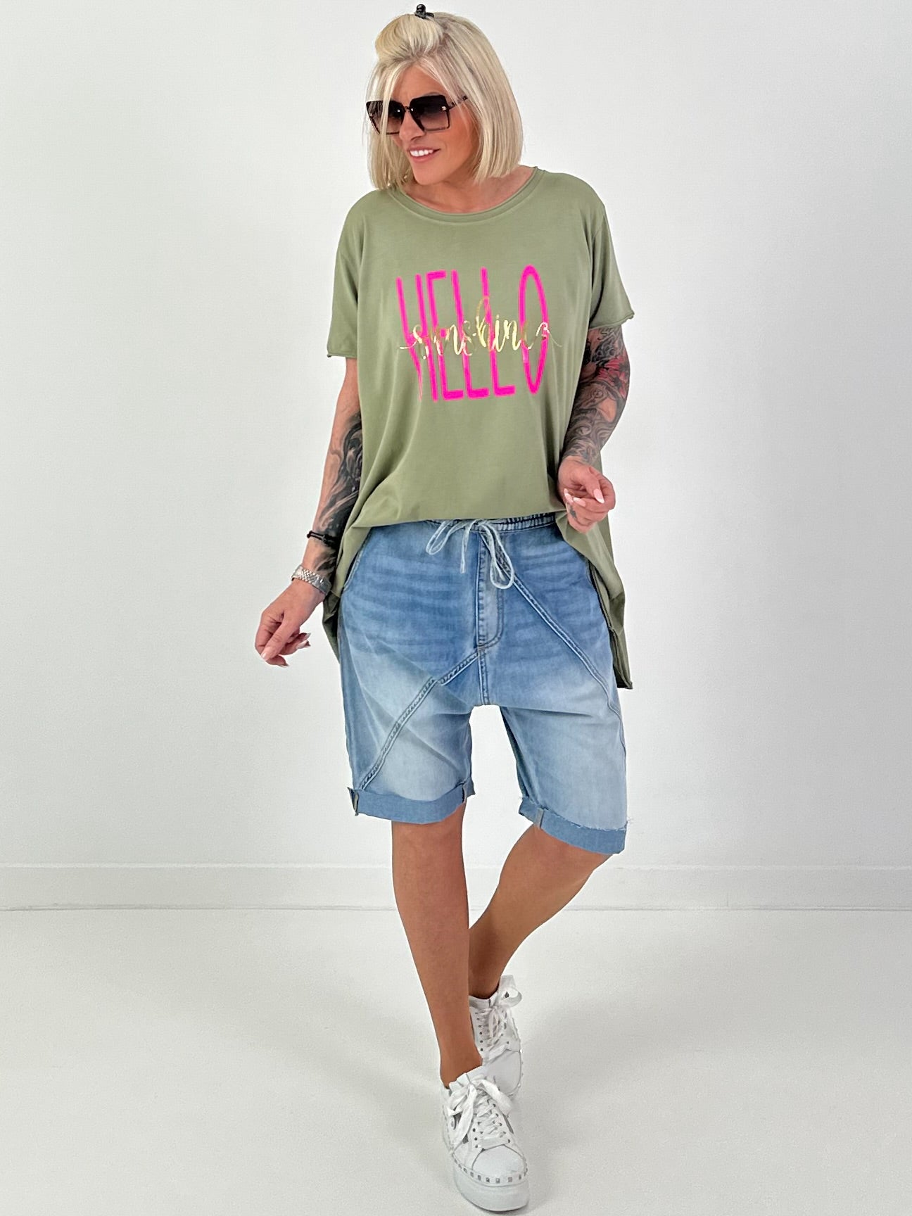 Long T-Shirt Hello Sunshine - khaki