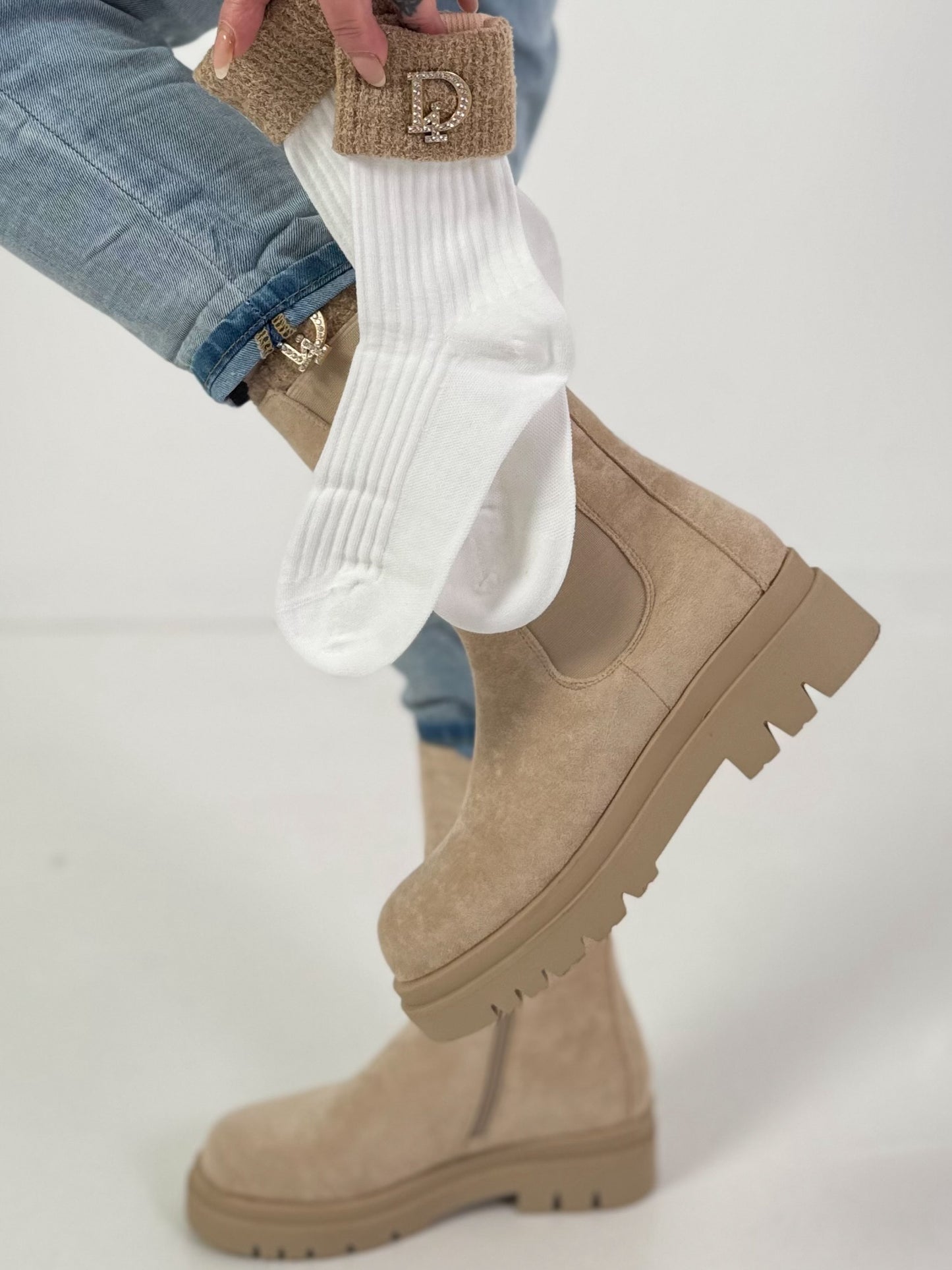 Strümpfe Modell "Velvet Spark" - weiss-mehrfarbig