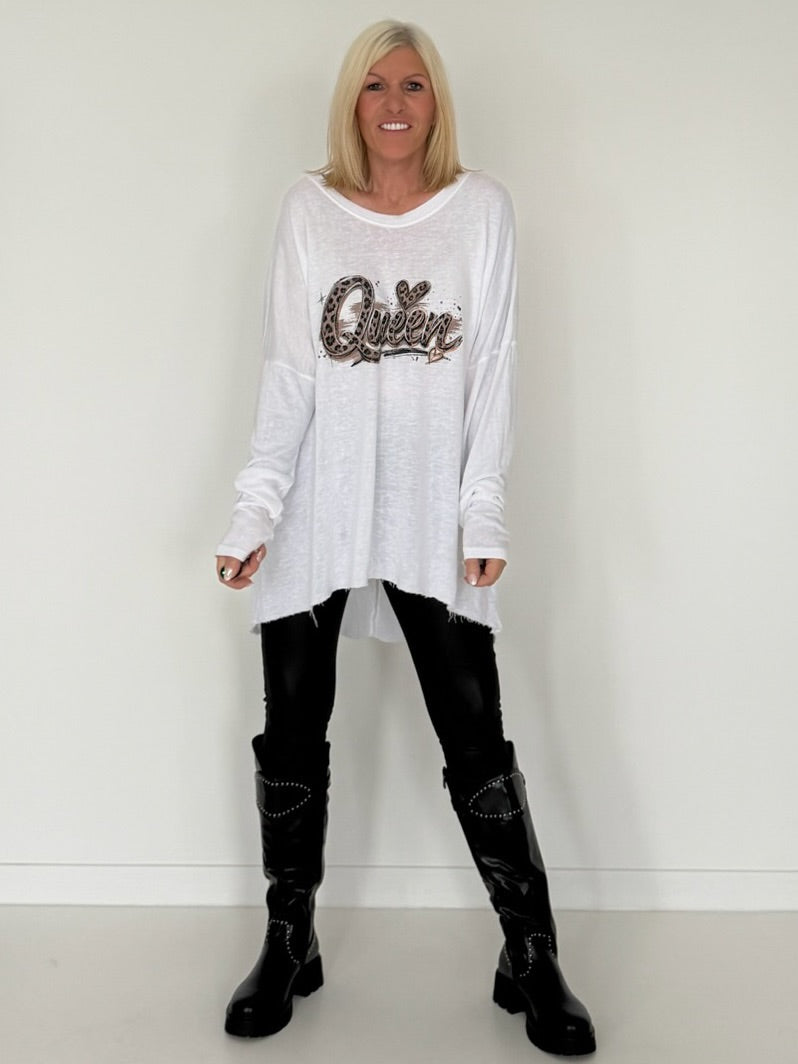 Oversized Shirt Queen - weiss