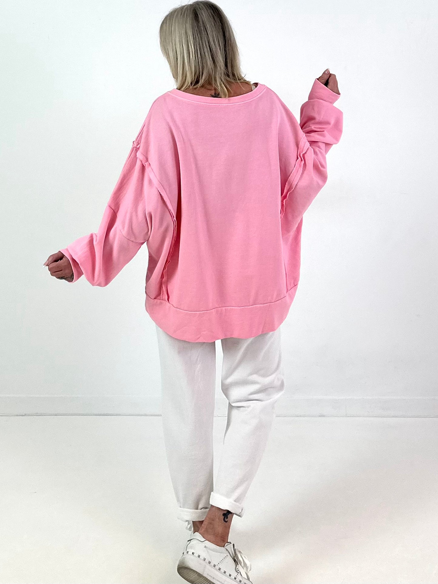 Oversized Sweatshirt Modell "Wassup" - rosa
