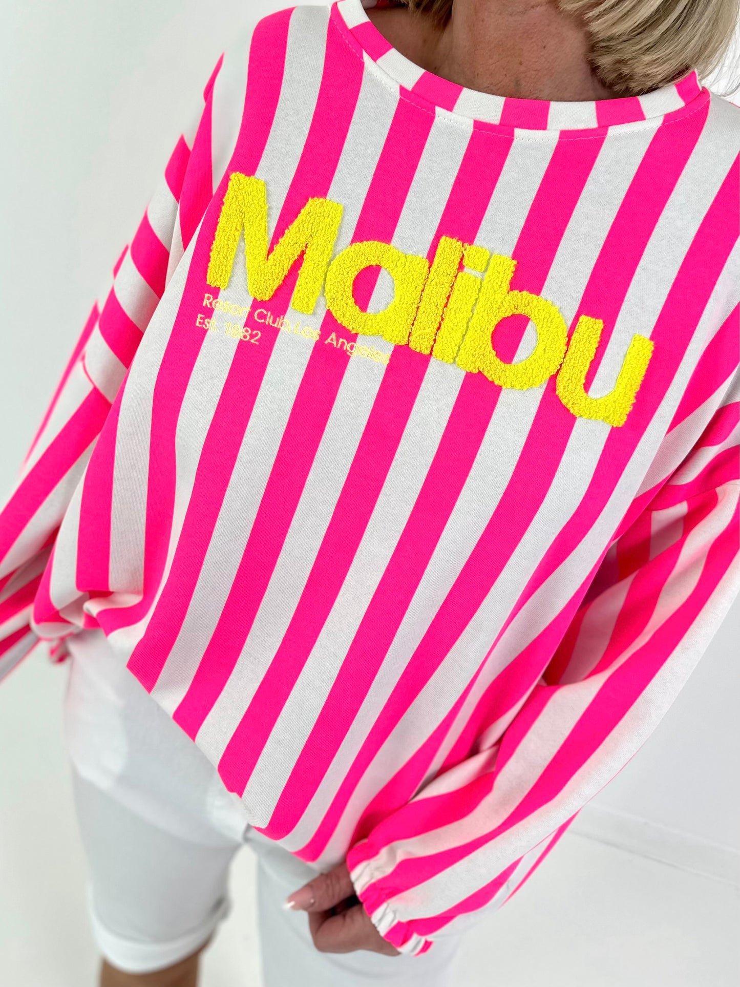 Sweater Malibu - neon pink-white