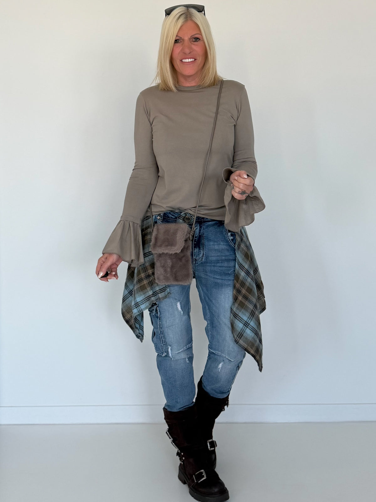 Kleine Felltasche / Phone Bag - grau