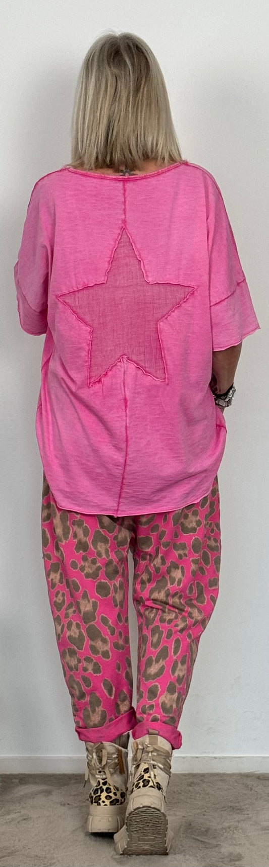 T-Shirt mit großem Stern auf dem Rücken "Jara" - pink