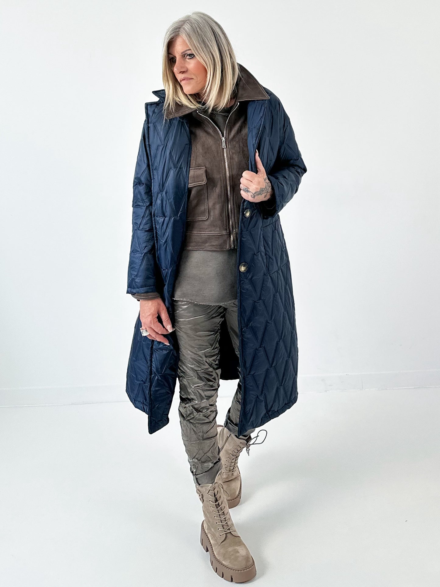 Leather-look jacket model "Noir Grain" - chocolate