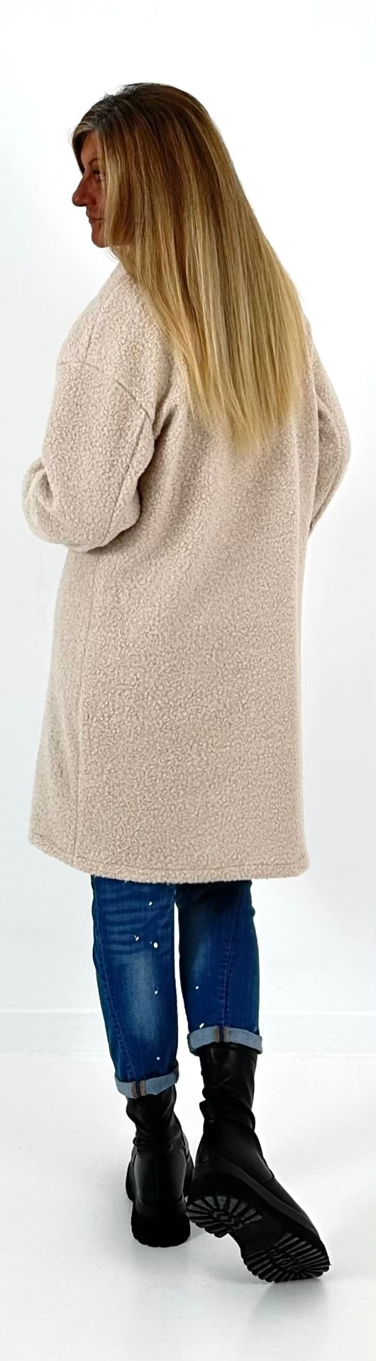 Boucle jas met patches model "Style" - beige