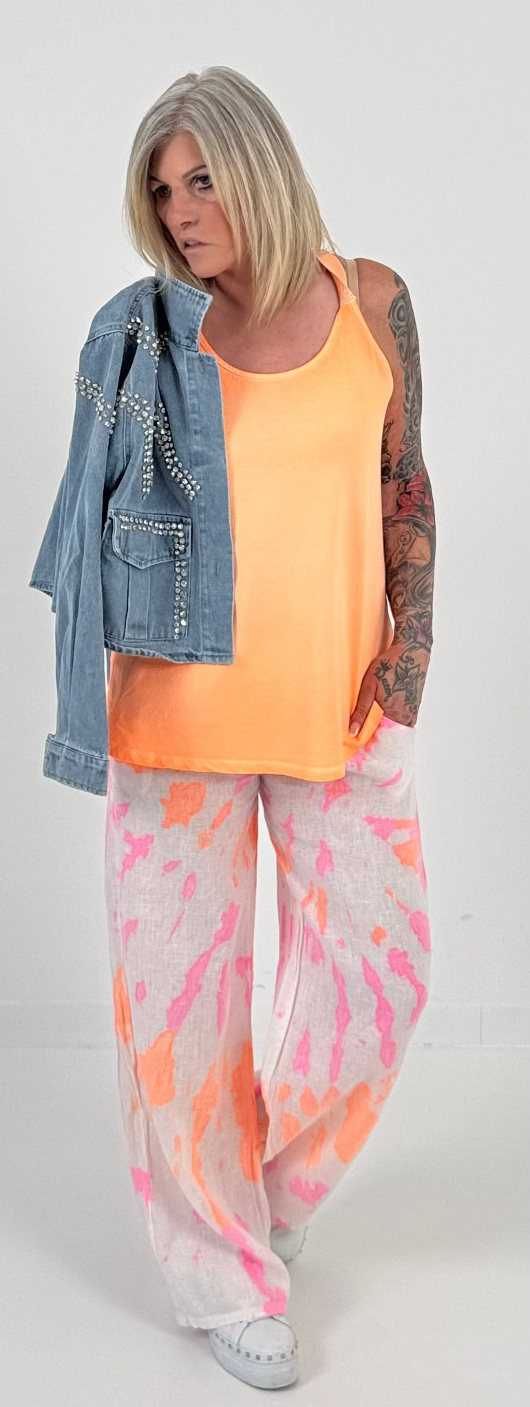 Jeansjacke mit Strasssteinen Modell "Must Have" - denim