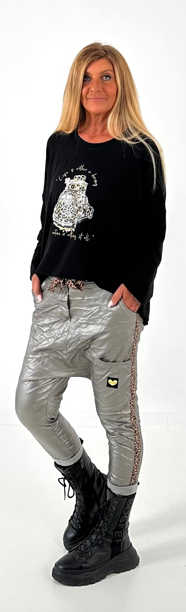 Baggy broek model "Wildveg" - zilvergrijs