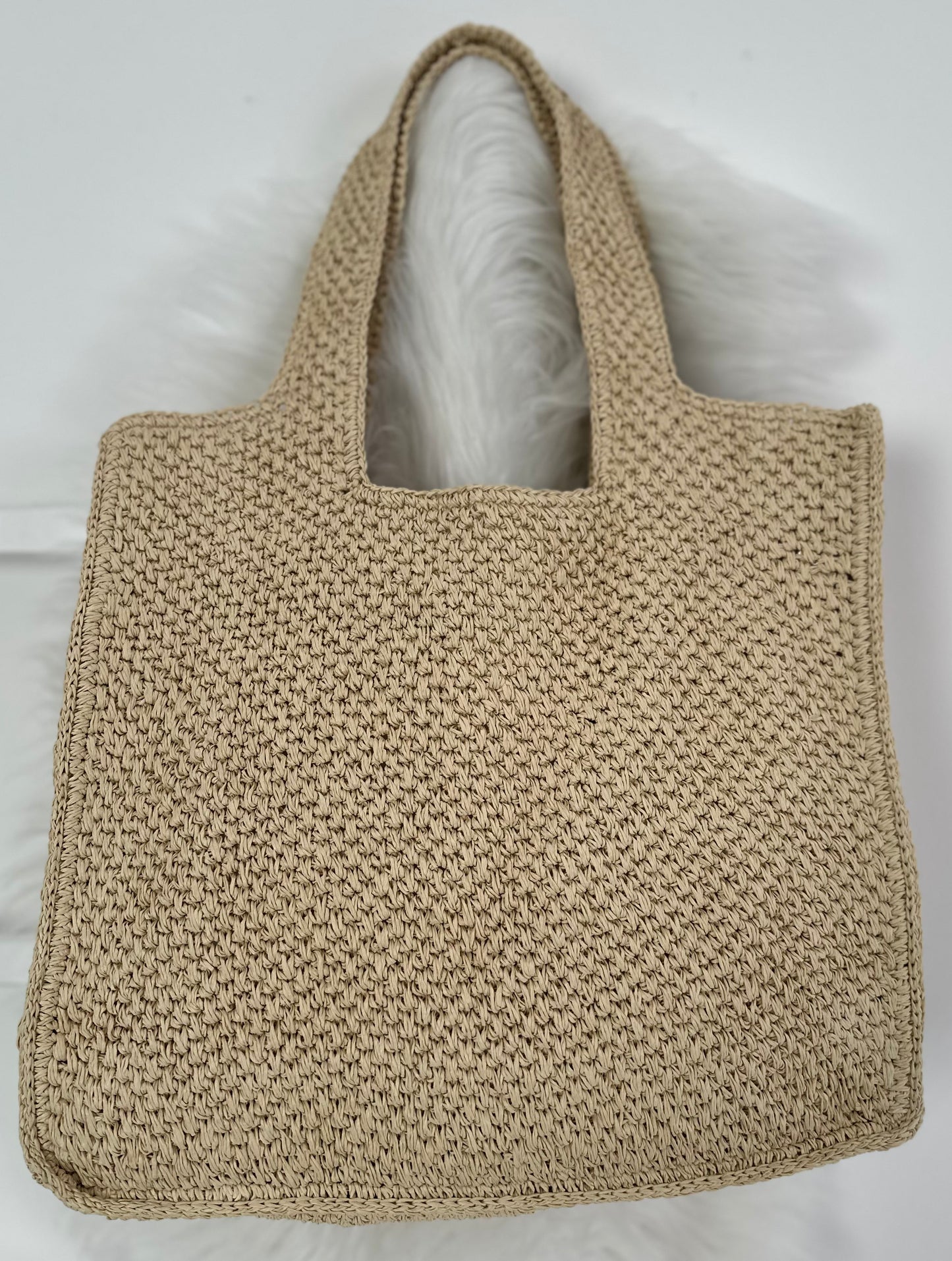 Gehaakte shopper - beige