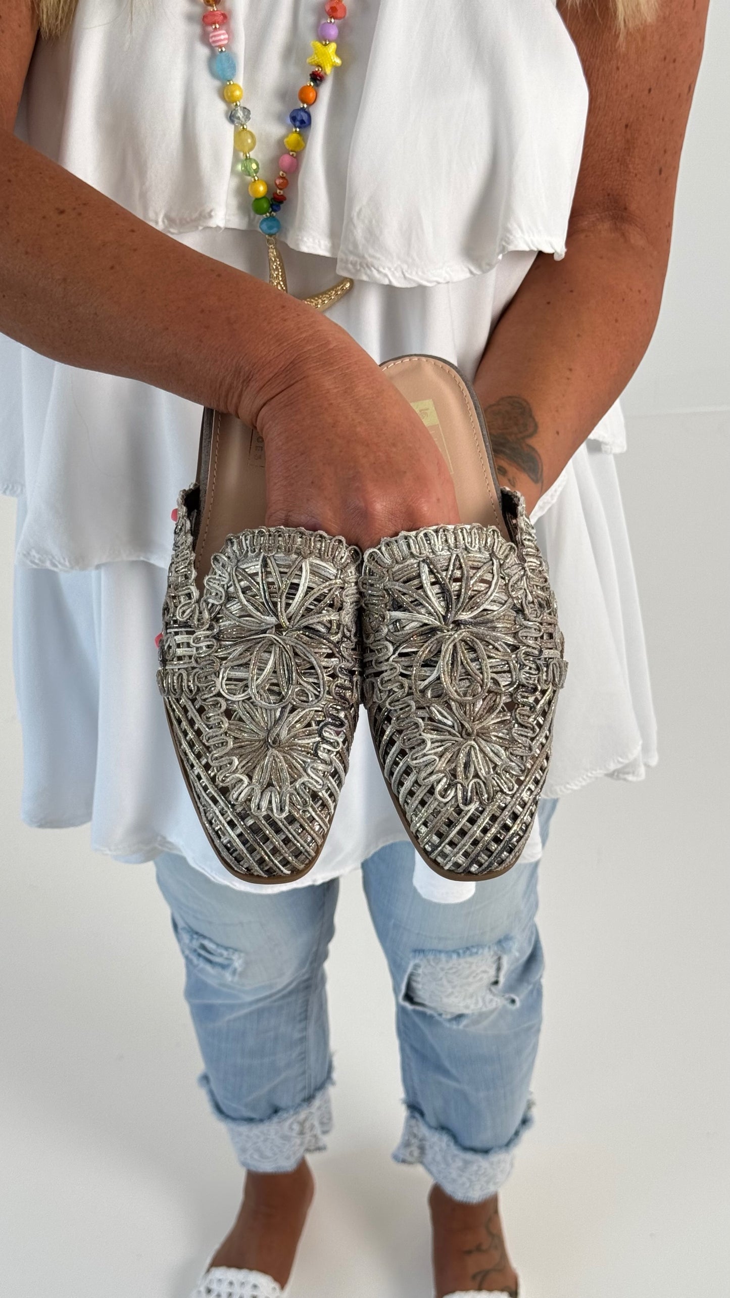 Sandal model "Joana" - beige-multicolored