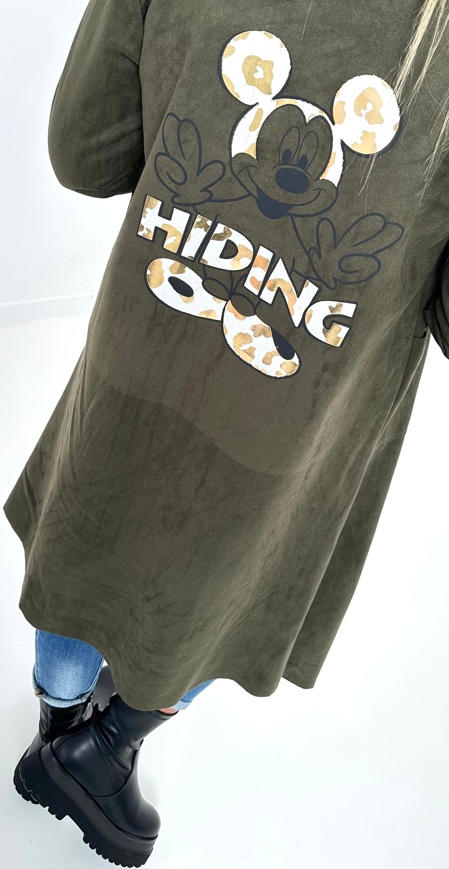 Washed leather coat model "Hidden Charms" - olive