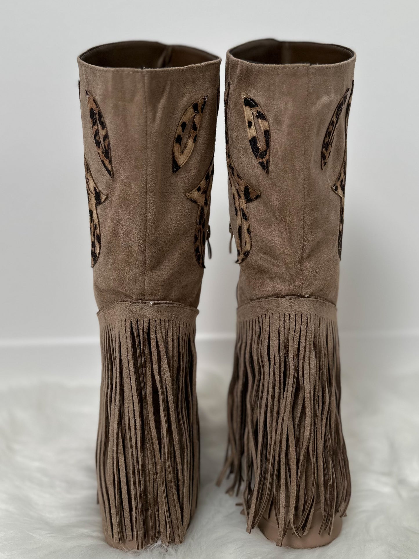 Stiefel mit Fransen Modell "Pocahontas" - taupe-leo